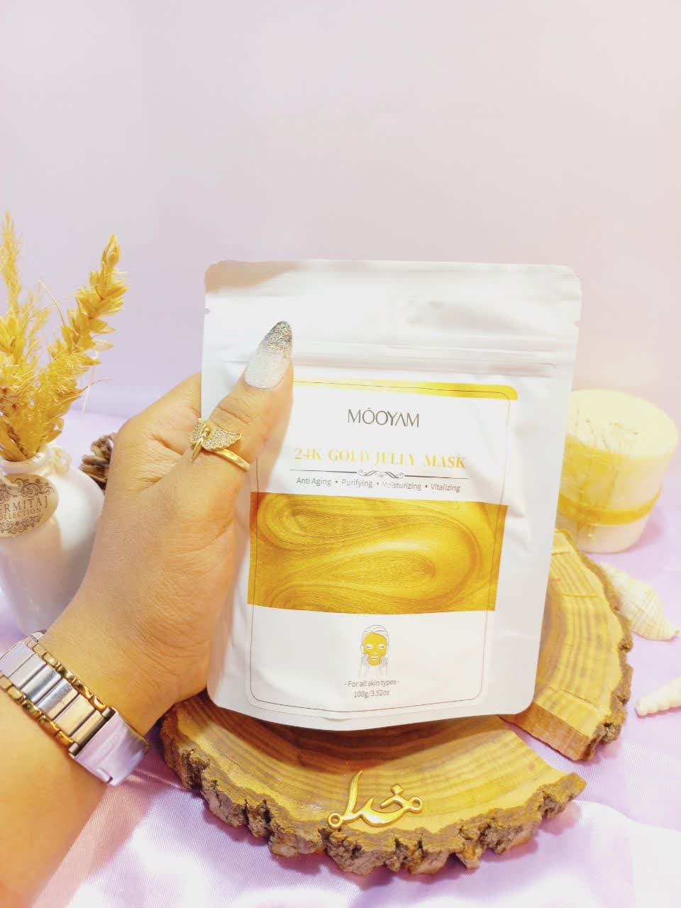 ماسک پودری 100 گرمی جوانسازی مویام MOOYAM با عصاره طلا 24K GOLD ساخت چین