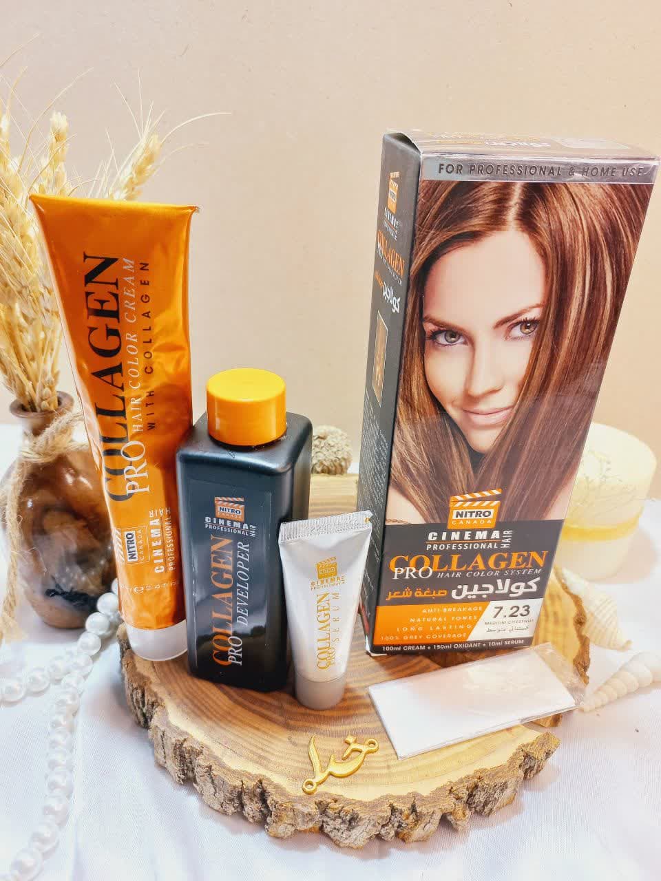 کیت رنگ مو شاه بلوطی متوسط شماره 7/23 کلاژن  COLLAGE