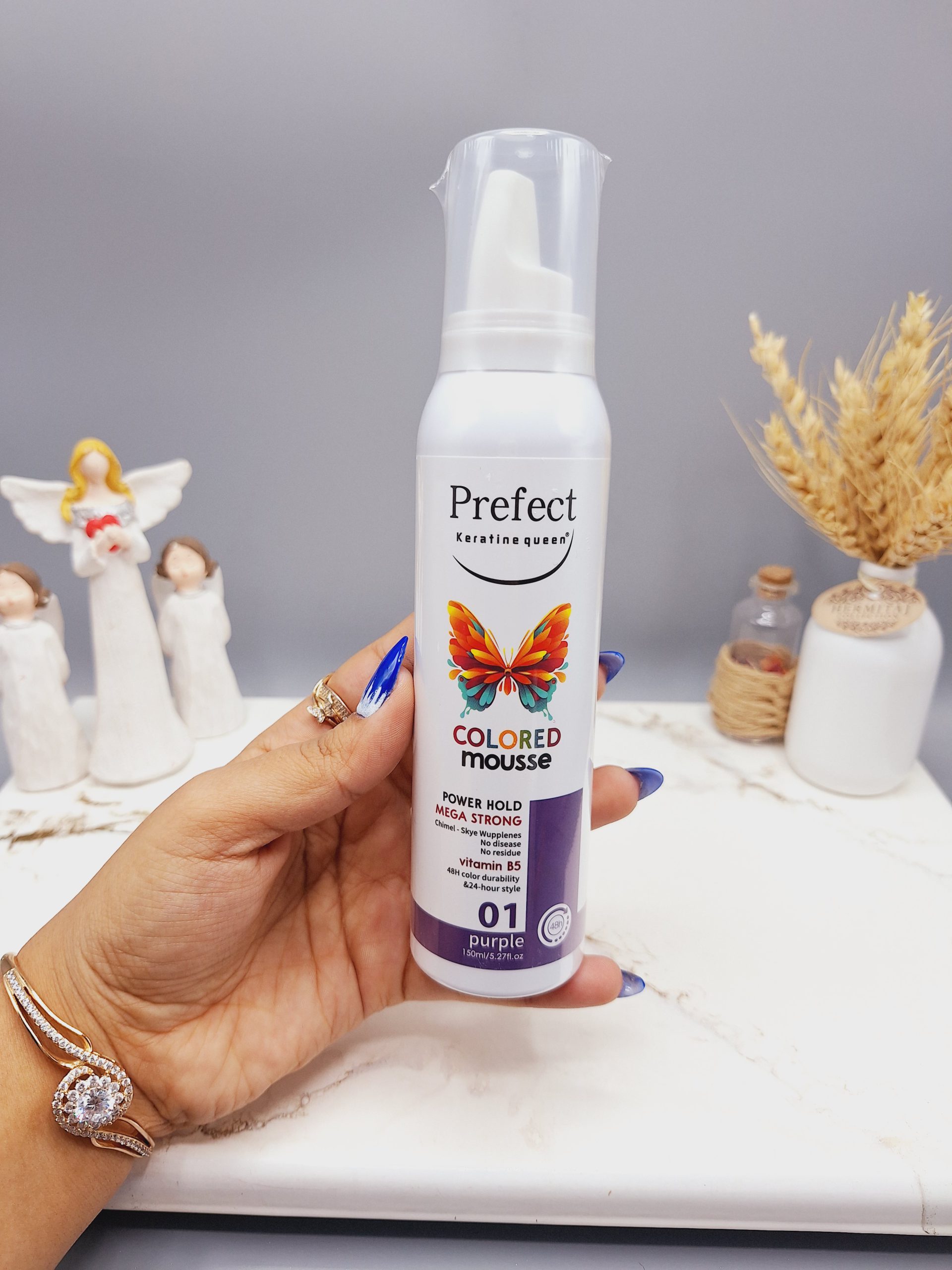 موس مو رنگی برند پرفکت شماره 01 purole بنفش ارغوانی حجم 150 میل کد