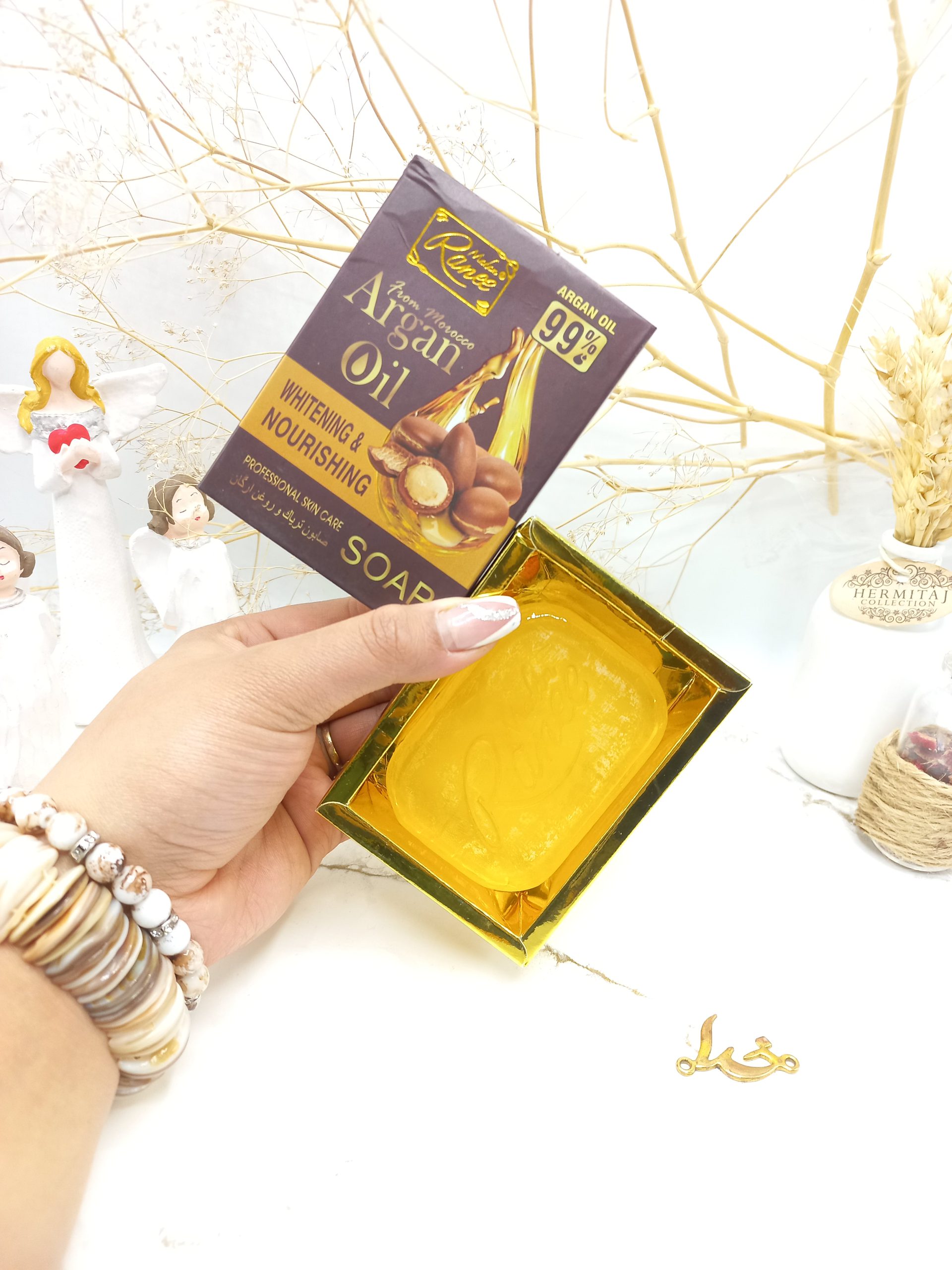 صابون سفید کننده و مغذی پوست هسته روغن آرگان مراکشی رانی Ranee کد 1675