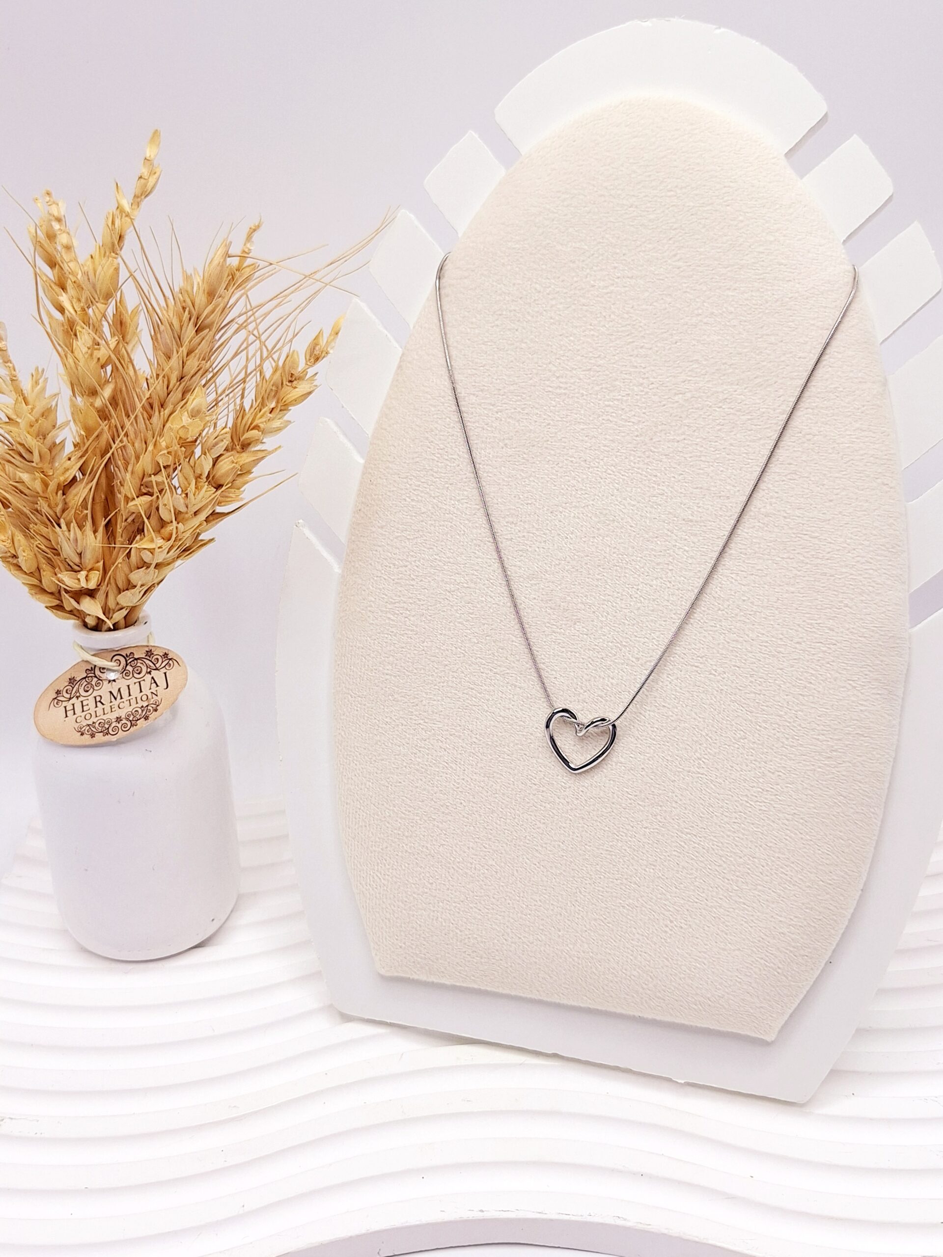 گردنبند ترند طرح قلب زنجیر ماری نقره ای