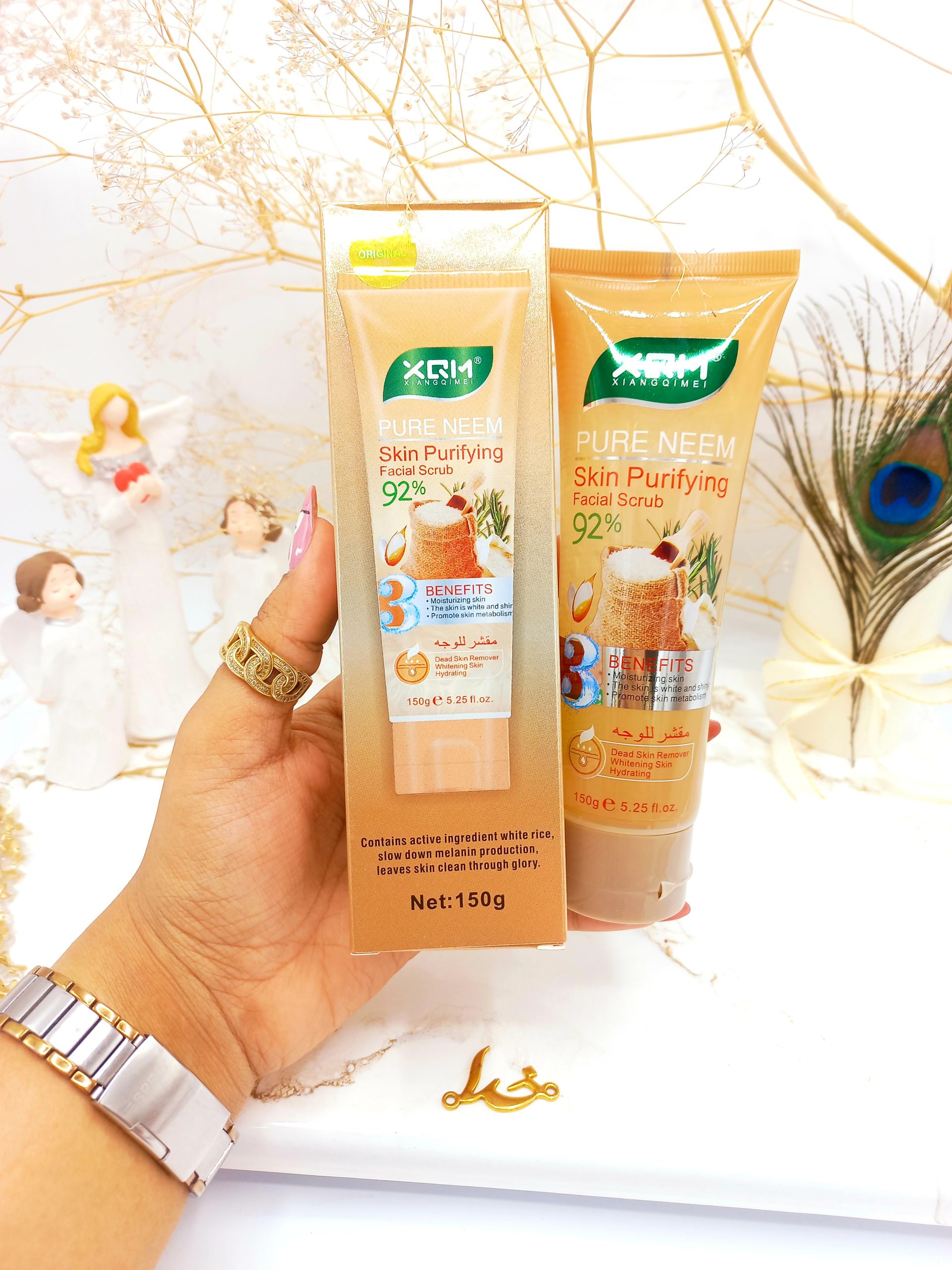  ژل اسکراب لایه بردار و روشن کننده 92 درصد صورت و بدن (برنج) XQM کد 2578