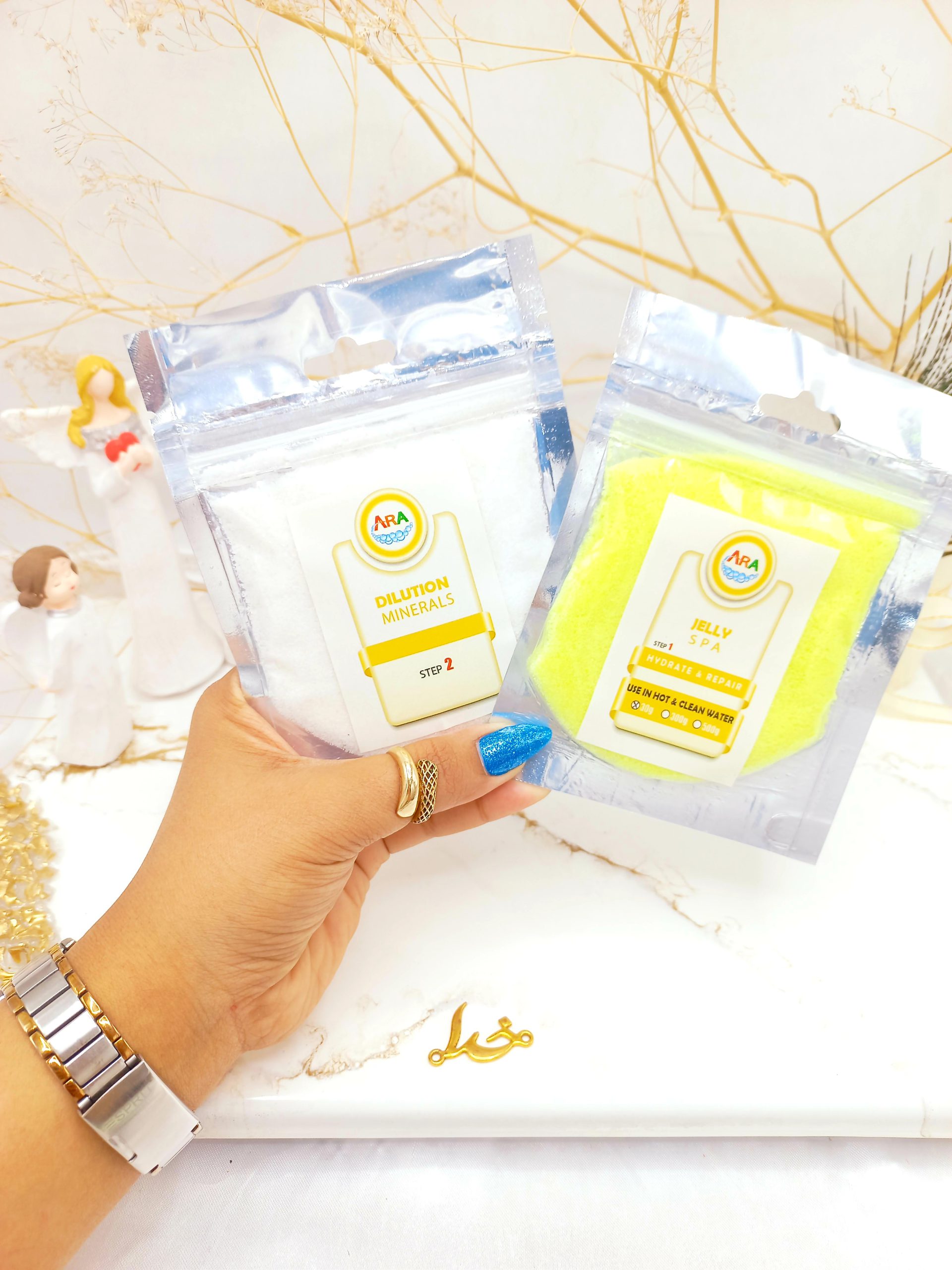 پودر پدی ژل همراه با حلال دست ساز گیاهی ARA (زرد)