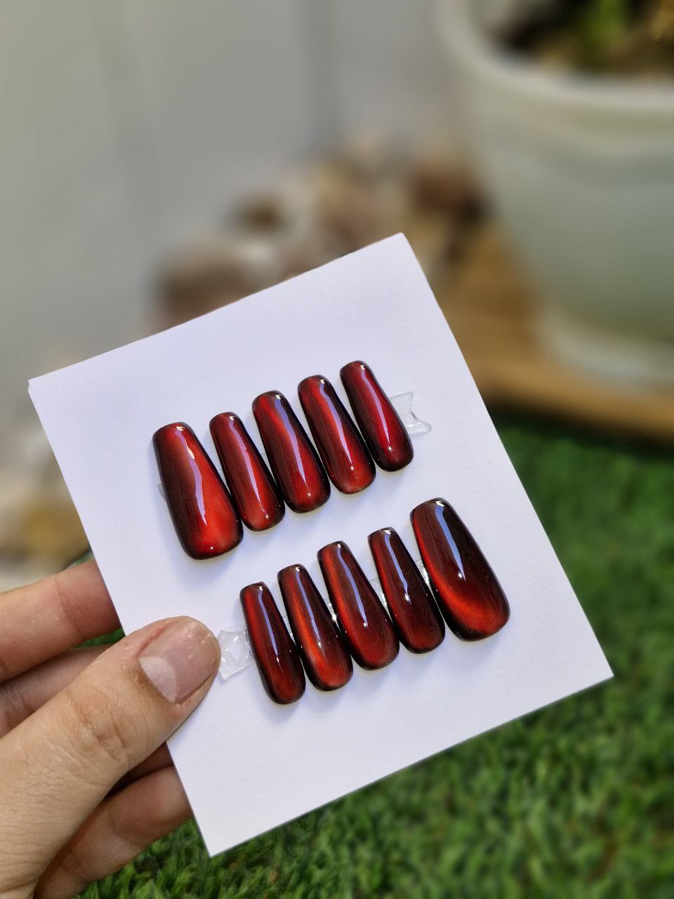 ناخن مصنوعی با مواد کاشت  طرح آیس چری (به همراه پک اختصاصی)