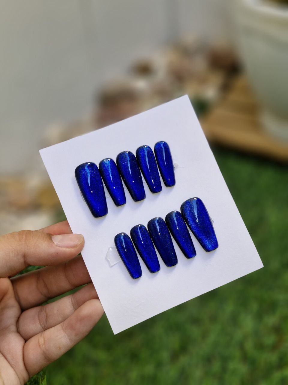 ناخن مصنوعی با مواد کاشت  طرح آیس آبی (به همراه پک اختصاصی)