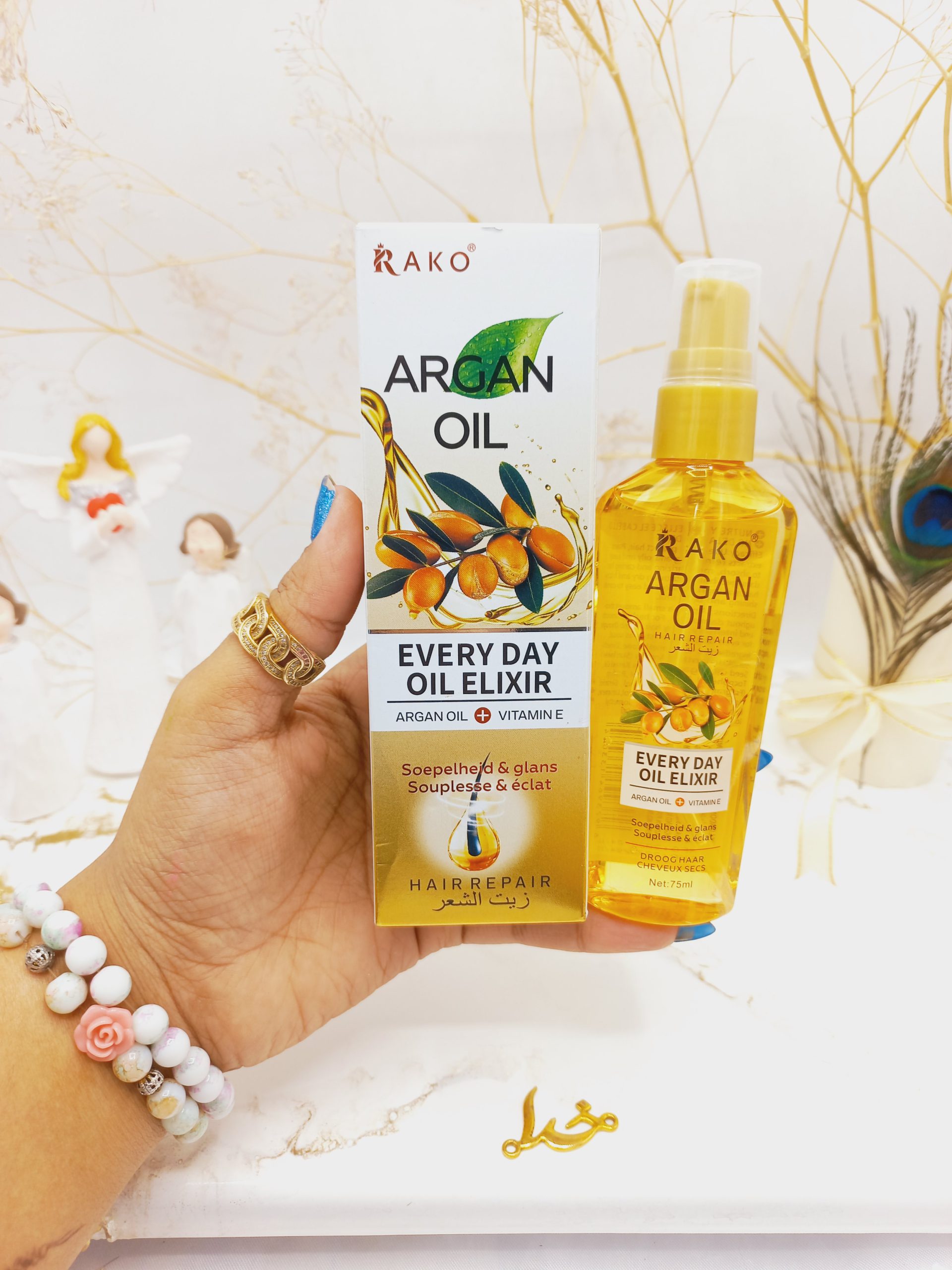 روغن مو آرگان ویتامین E و حاوی روغن ماکادمیا راکو RAKO کد Rk1150