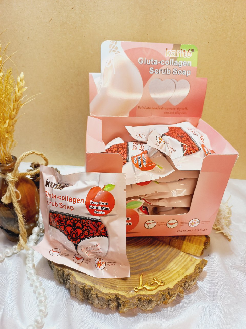 صابون اسکراب و روشن کننده قوی پوست و نواحی حساس بدن مدل قلبی کاریته KARITE کد 47-1110