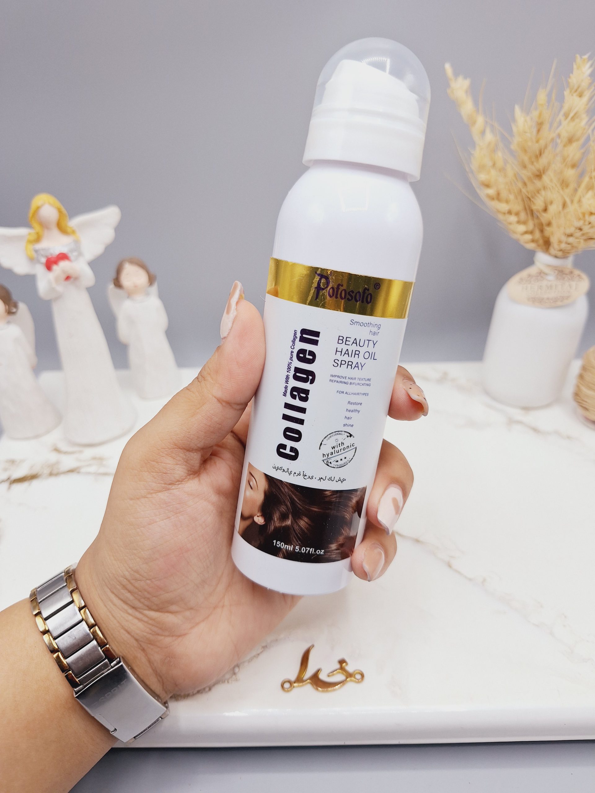 اسپری مو کلاژن دار مناسب برای درخشان کننده و صاف کنندگی مو برند Potosolo کد p-8004