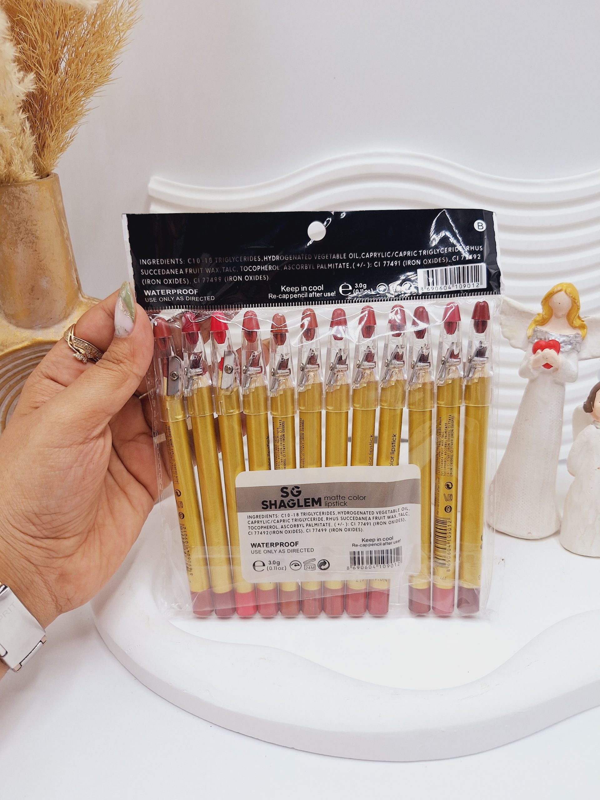 پک 12 تایی رژ مدادی برند شیگلم کد 9012