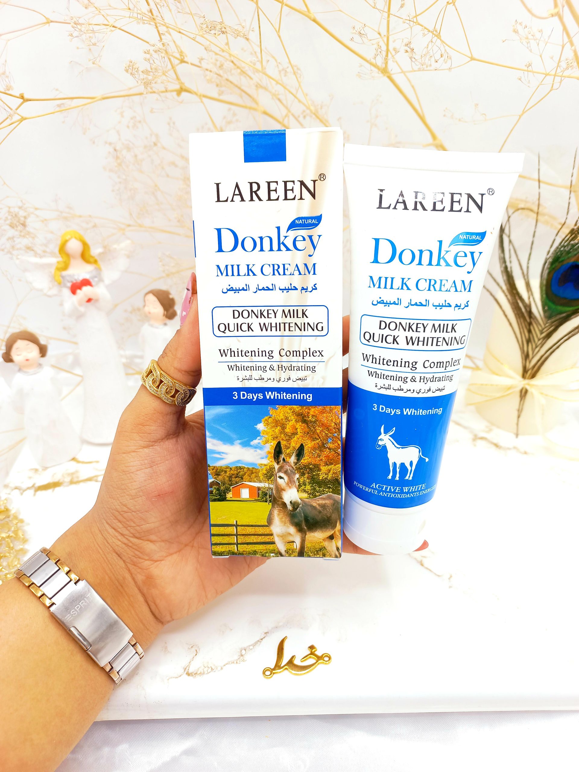 کرم مرطوب کننده و سفید کننده 3 روزه شیر الاغ LAREEN کد Q012