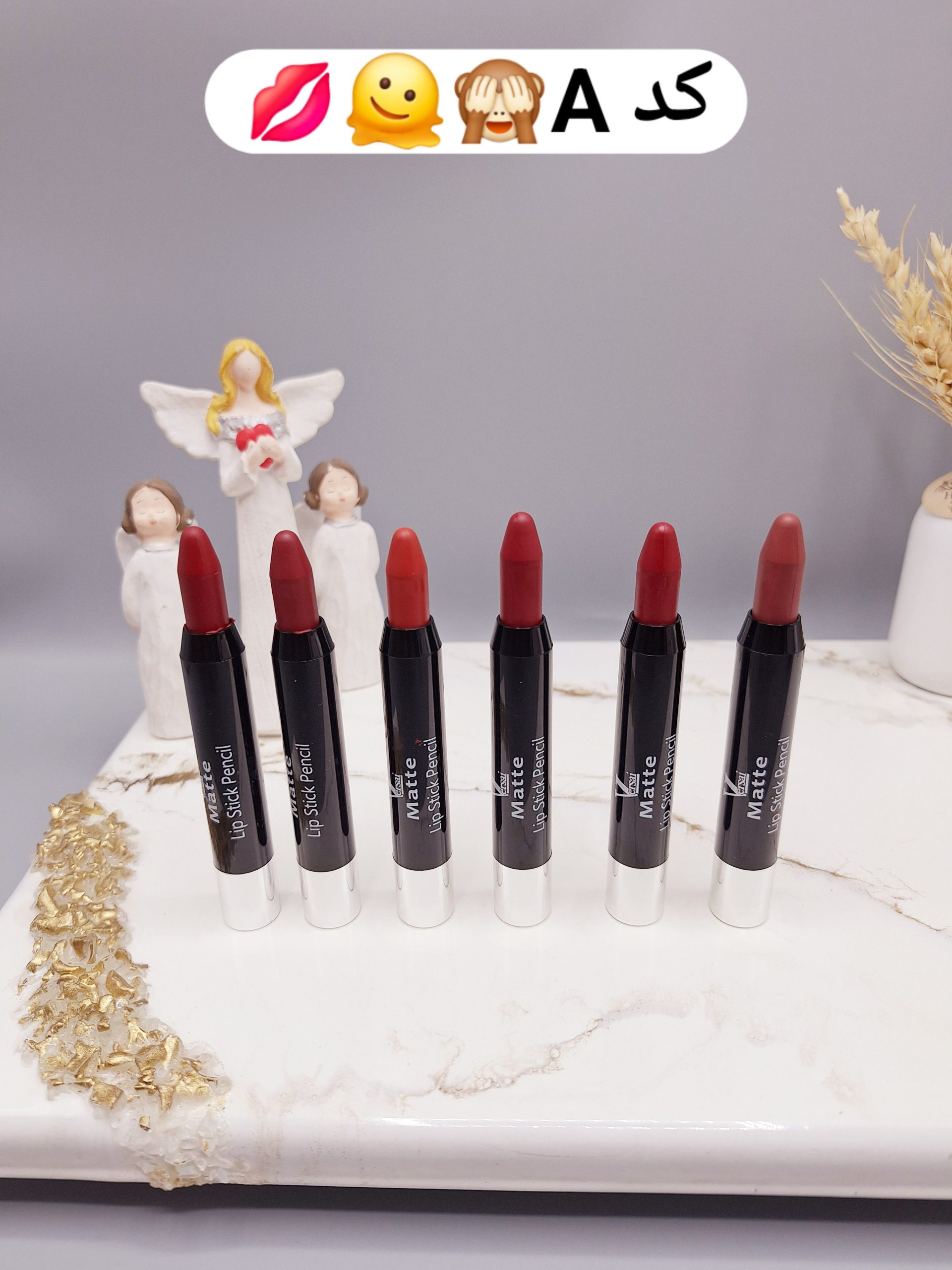 پک 6 تایی رژ جامد مدل پیچی برند Versai پوکه مشکی کد 2308