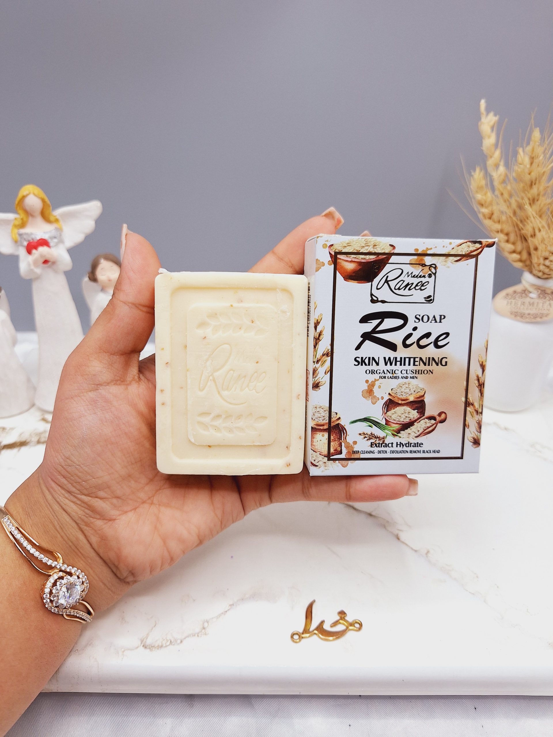 صابون سفید کننده و لایه بردار پوست برنج برند Rice کد DM002