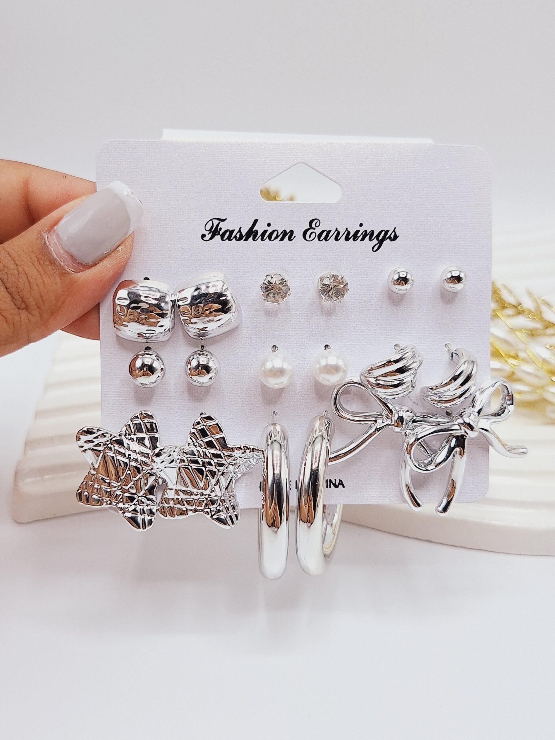 پک گوشواره 9 تایی مجلسی آبکاری رادیوم