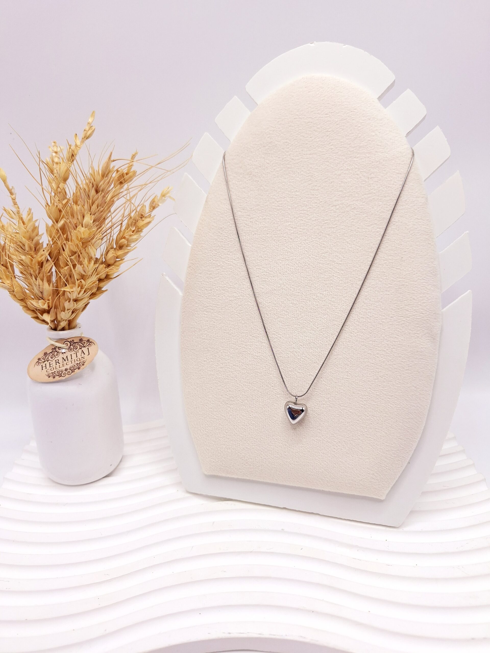 گردنبند طرح قلب نقره ای ساده