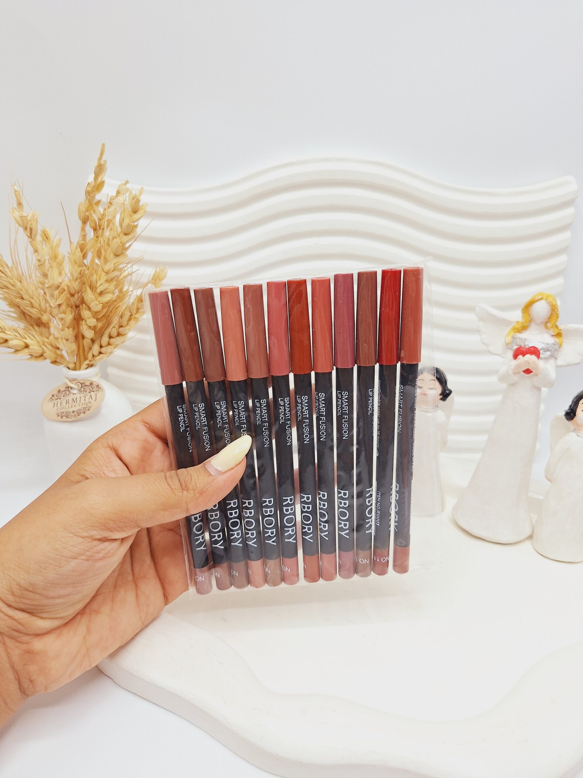 پک 12 تایی خط لب مدادی برند RBORY کد 0165