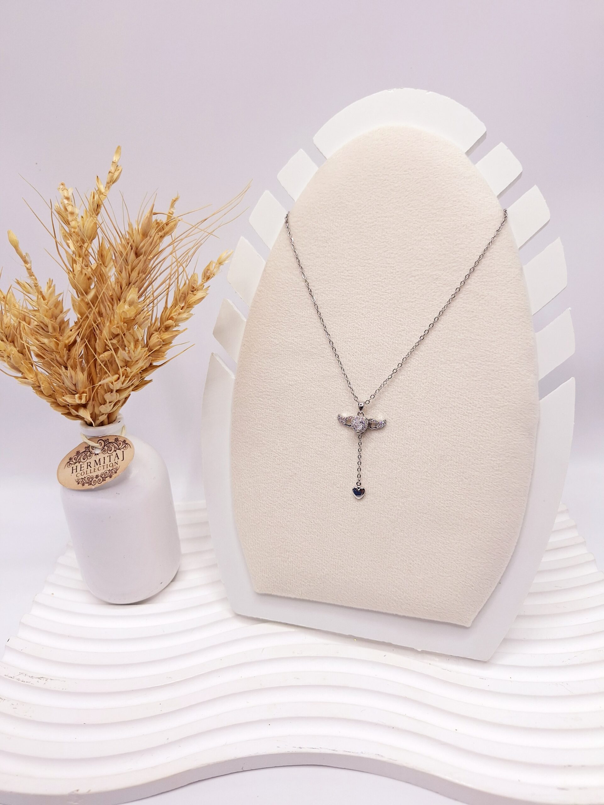 گردنبند بال متحرک (سفید) استیل