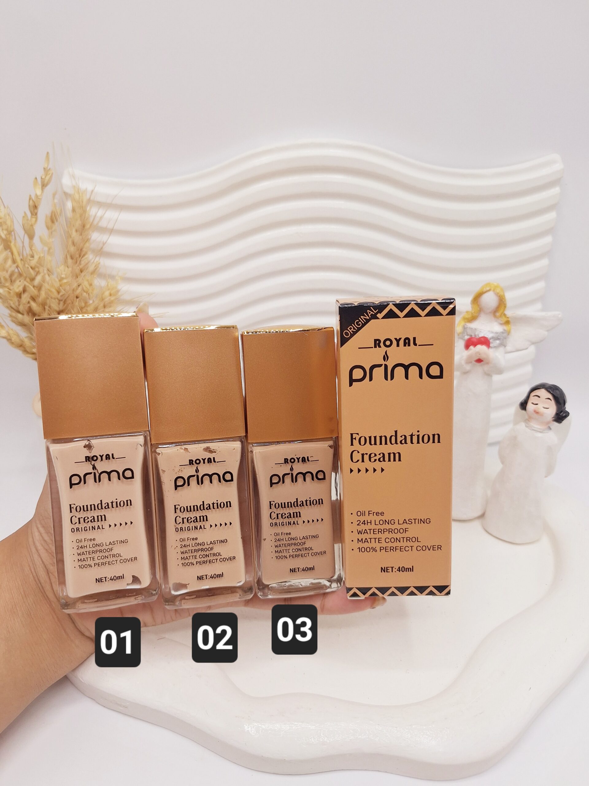 کرم گریم شیشه ای رویال پریما کاور دهی عالی و سبک 24 ساعته کد 8897