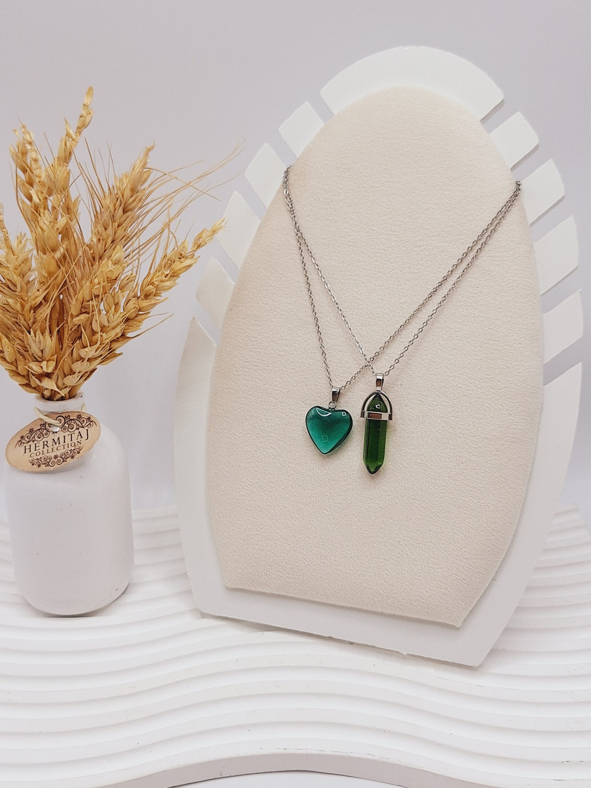 ست دو نفره طرح قلب و منشور (سبز)