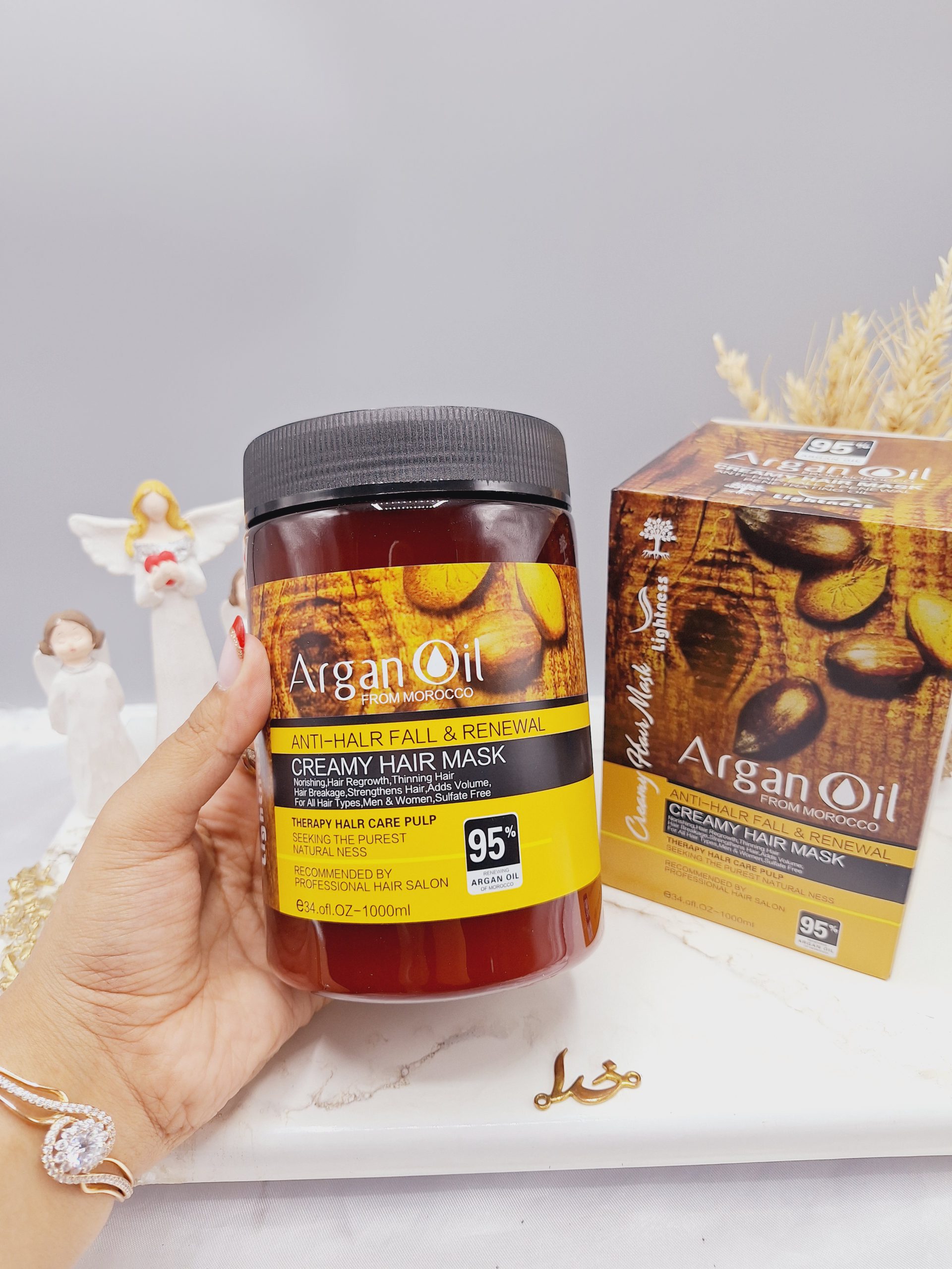 ماسک مو آرگان کراتینه مراکشی ساخت اسلواکی جعبه دار لایتنس 900 میل 95% ARGAN OIL