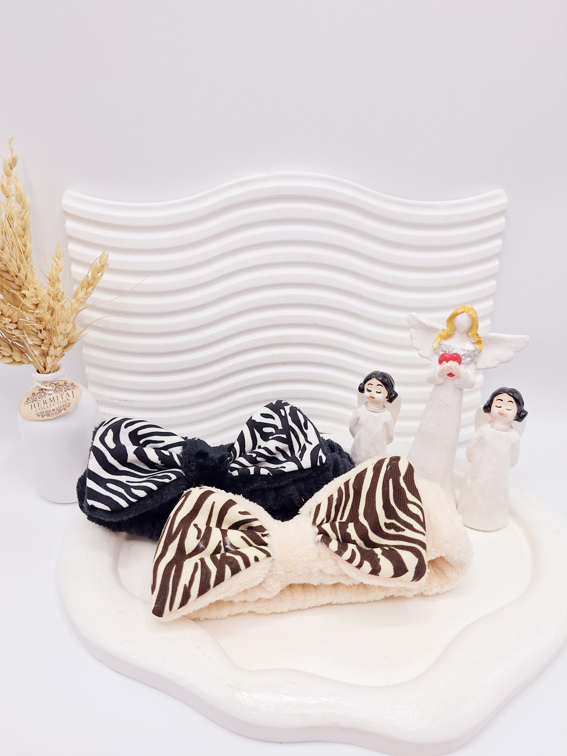 هدبند حوله ای پلنگی طرح پاپیون