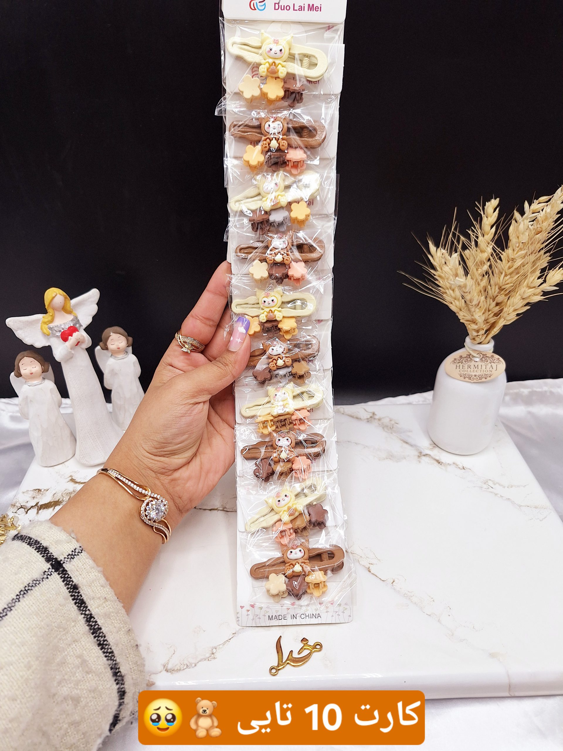 پنس و گیره مو 10 عددی نود فانتزی طرح دوم