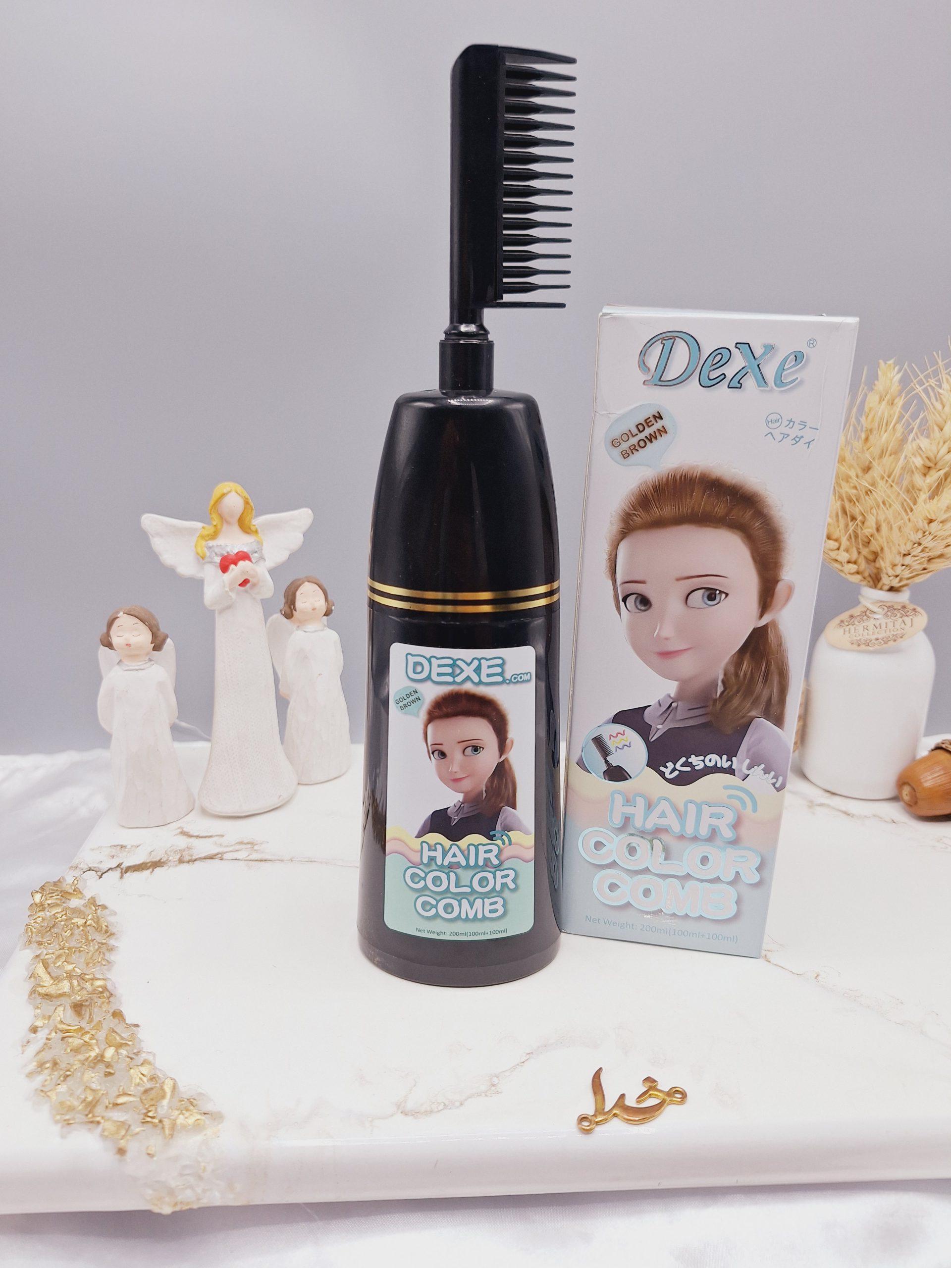 شانه رنگ مو رنگ قهوه ای طلایی برند دکسی Dexe کد 4825