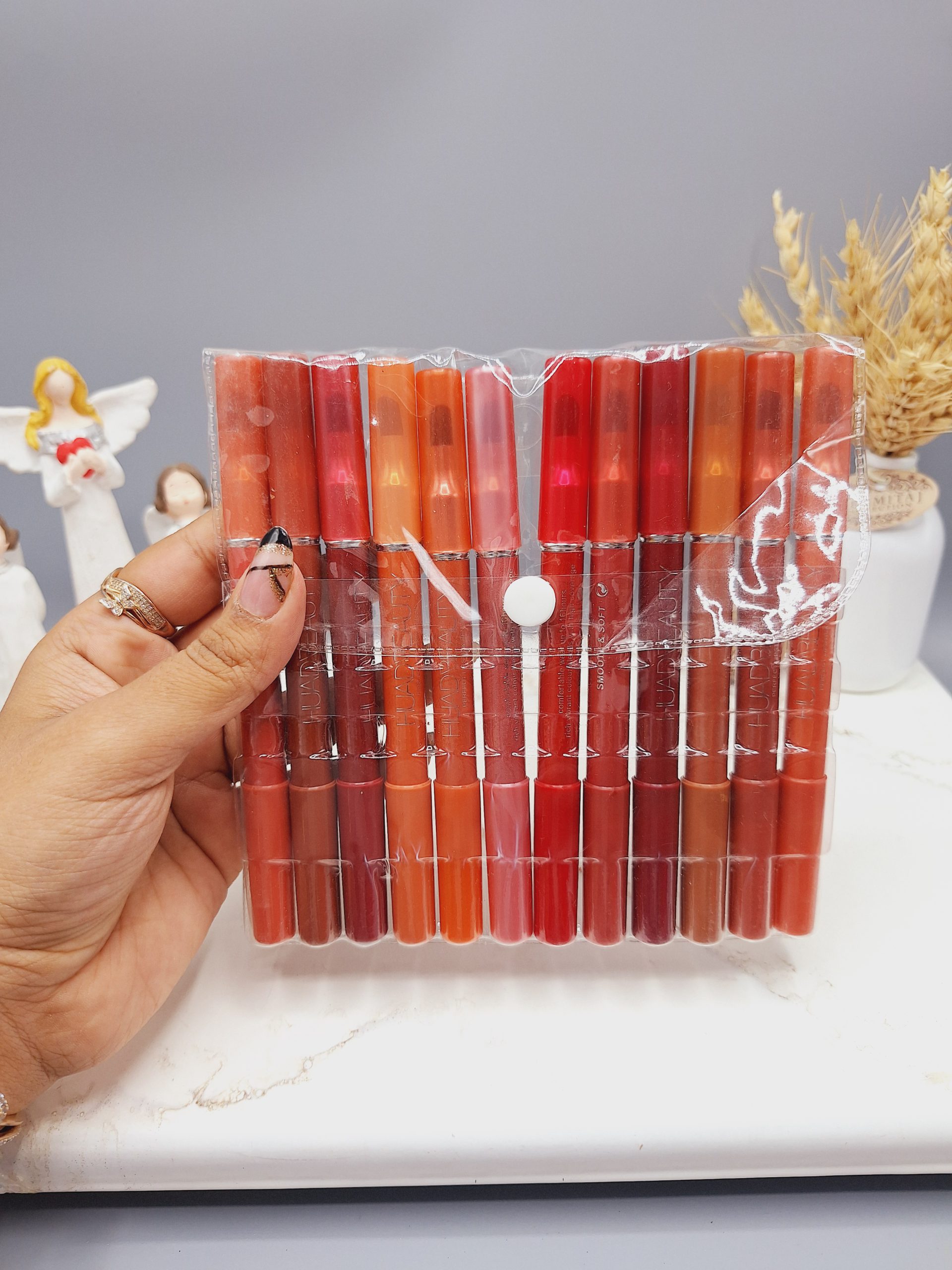 پک رژ مدادی 12 تایی برند هدا بیوتی همراه براش مدل جدید