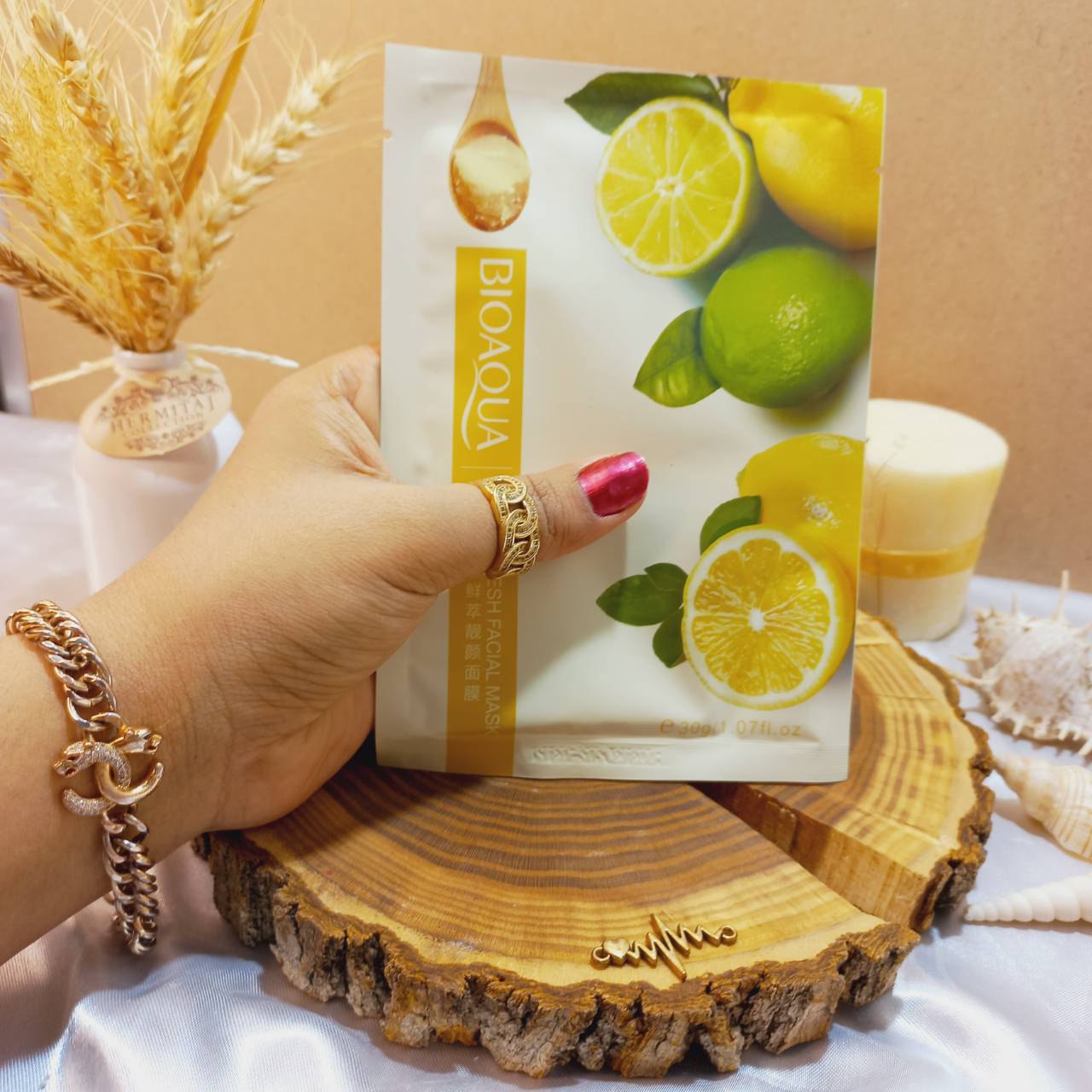 ماسک ورقه ای گل رز لیمو و عسل ترمیم کننده منافذ پوست اصلی 30 گرمی بیوآکوا BIOAQUA کد 2713