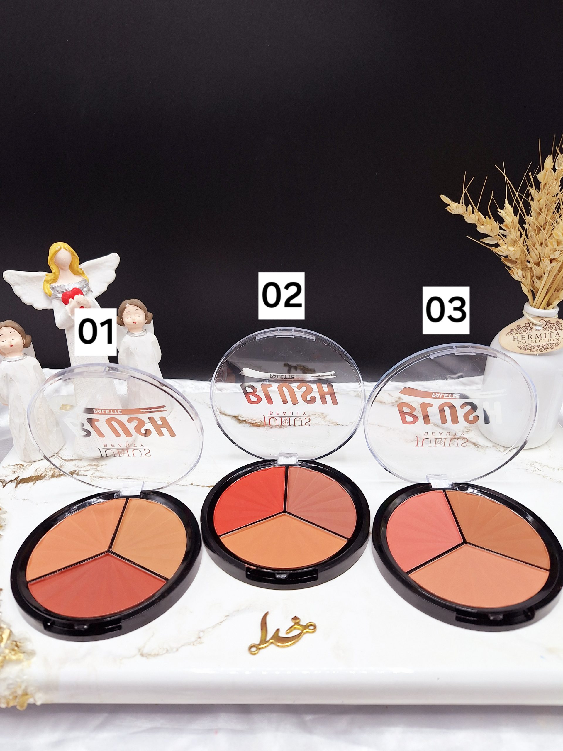 رژ گونه دایره ای 3 رنگ برند جولیوس JULIUS کد JL 230