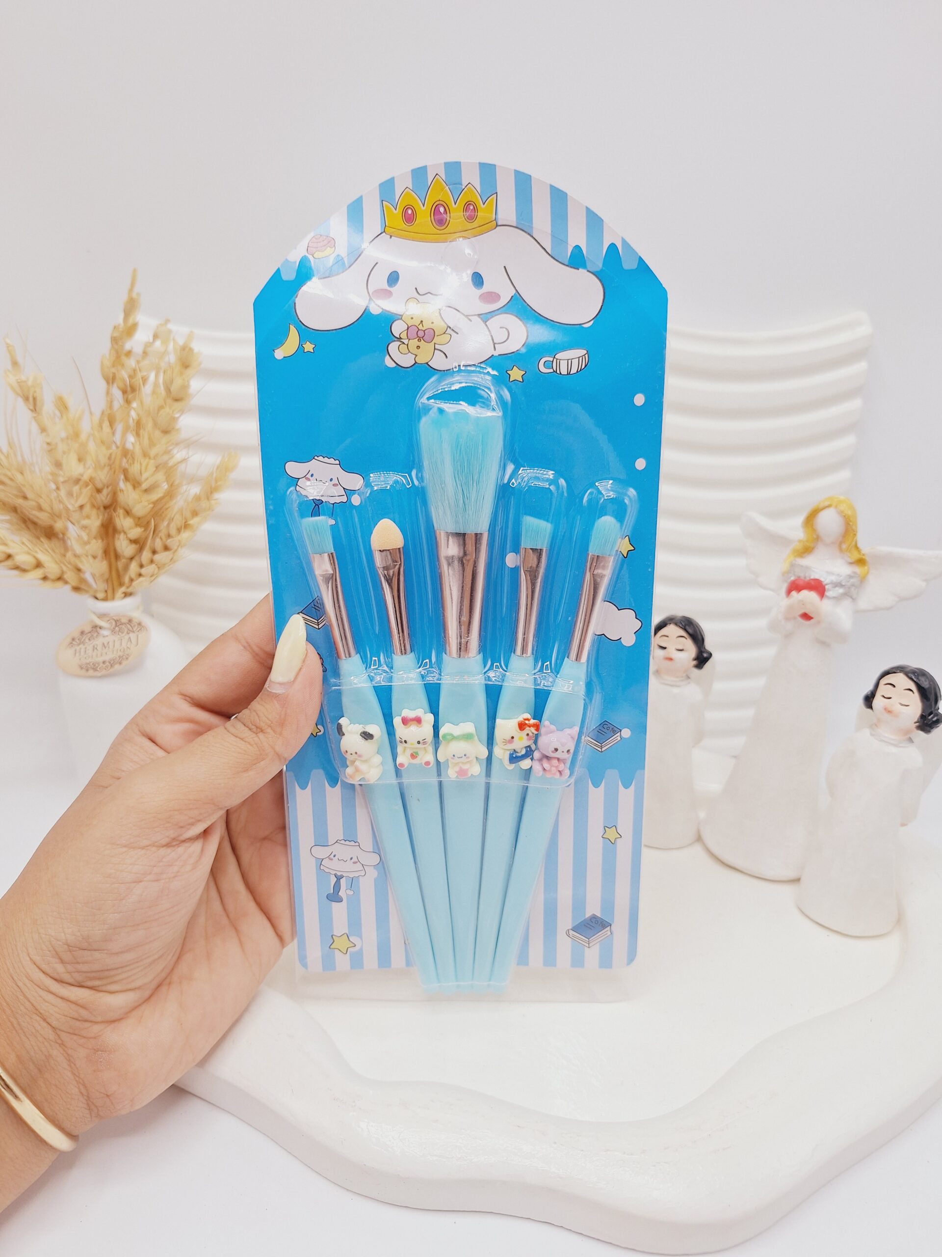 ست براش 5 تیکه کرومی مدل فانتری (رنگ آبی) کد 0154