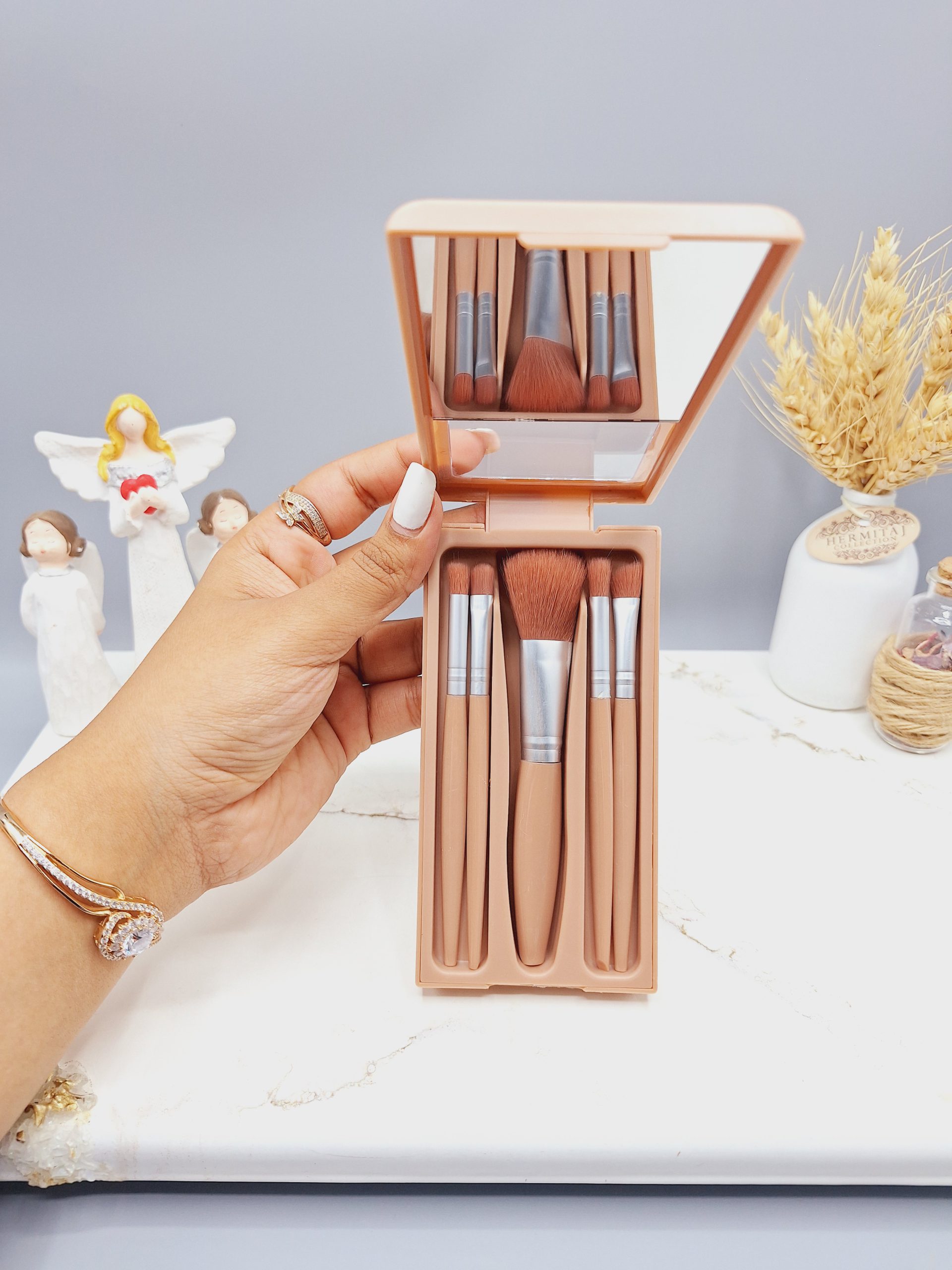 پک براش آینه دار 5 تکه دسته بلند رنگ نود