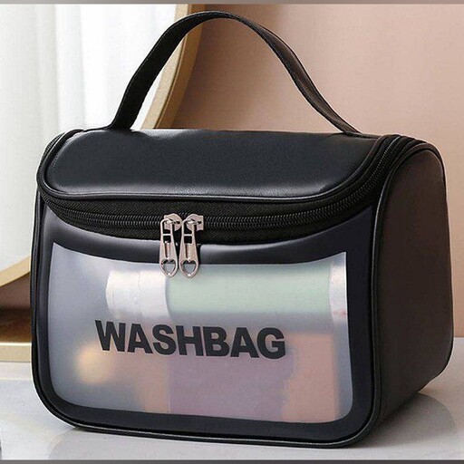 کیف آرایشی واشبگ بیضی مشکی سایز بزرگ  WASHBAG