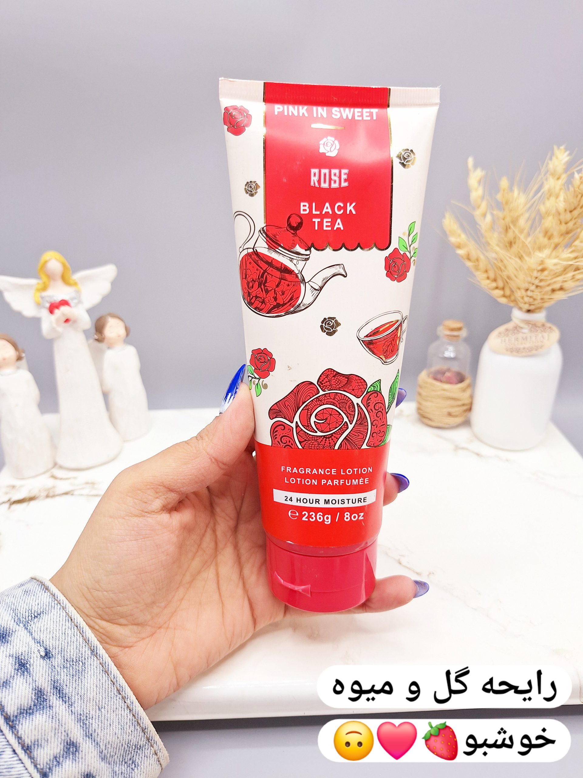 لوسیون عطری فوق العاده خوشبو و آبرسان برند PINK IN SWEET حجم 236 گرم مدل ROSE BLACK TEA کد 5357