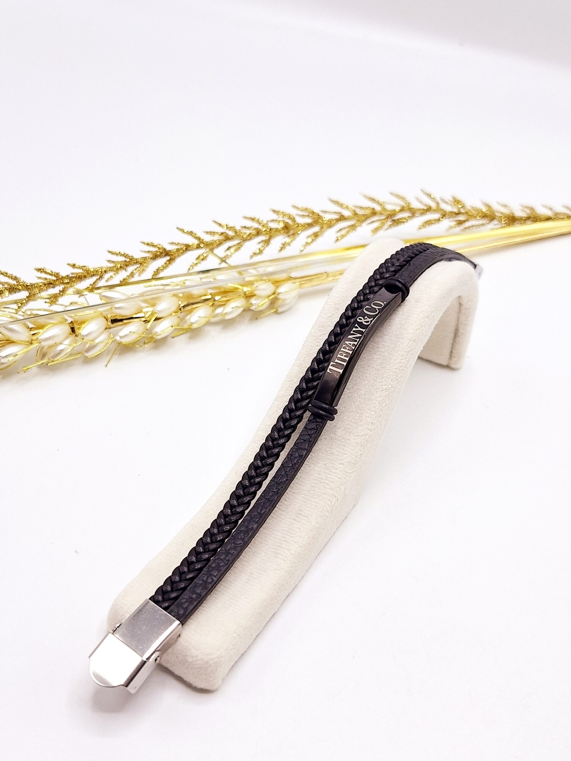 دستبند چرمی مردانه TIFFANY &amp; CO مشکی