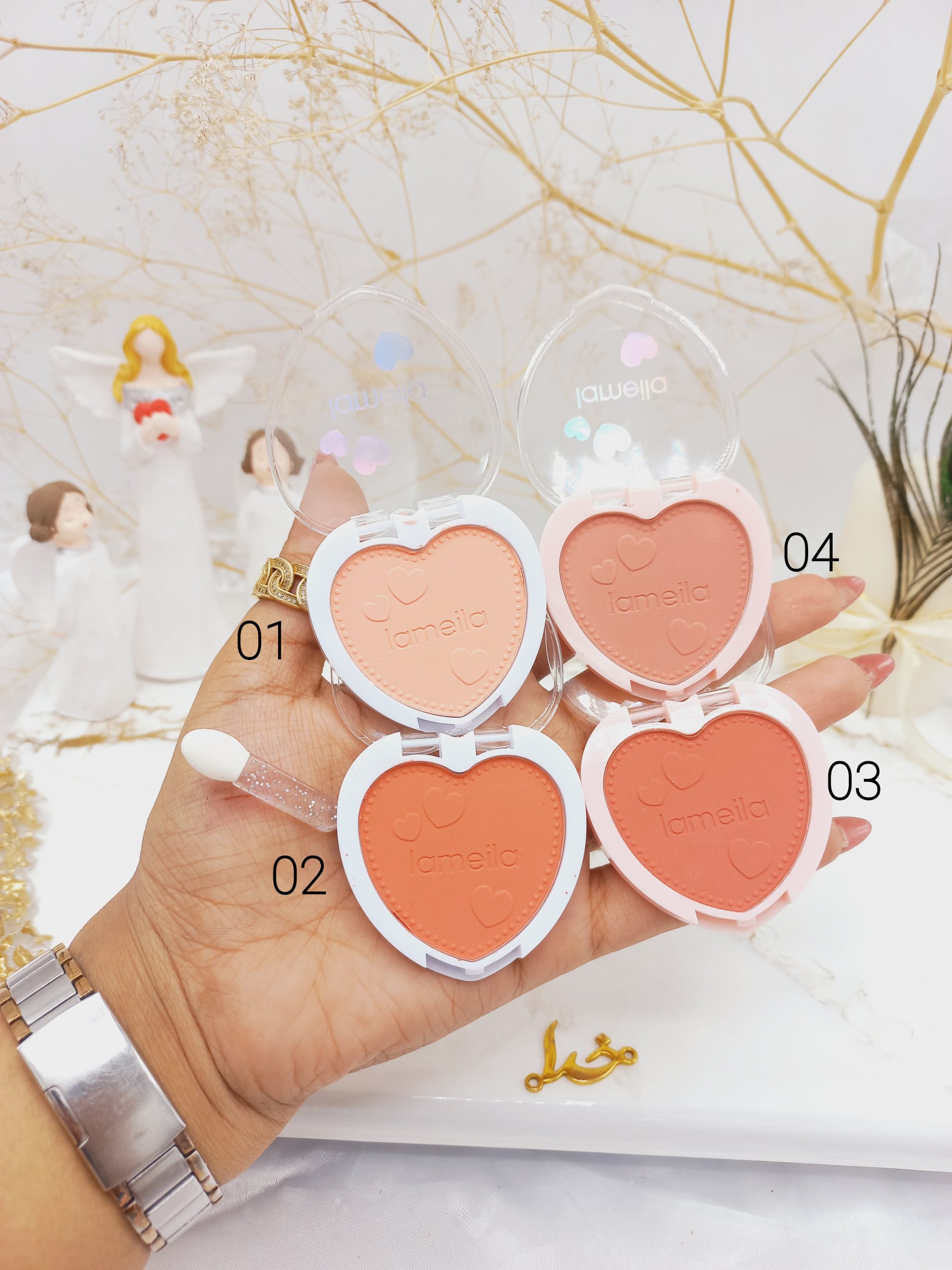 رژ گونه تکی طرح قلب همراه با پد Iameila کد 5107