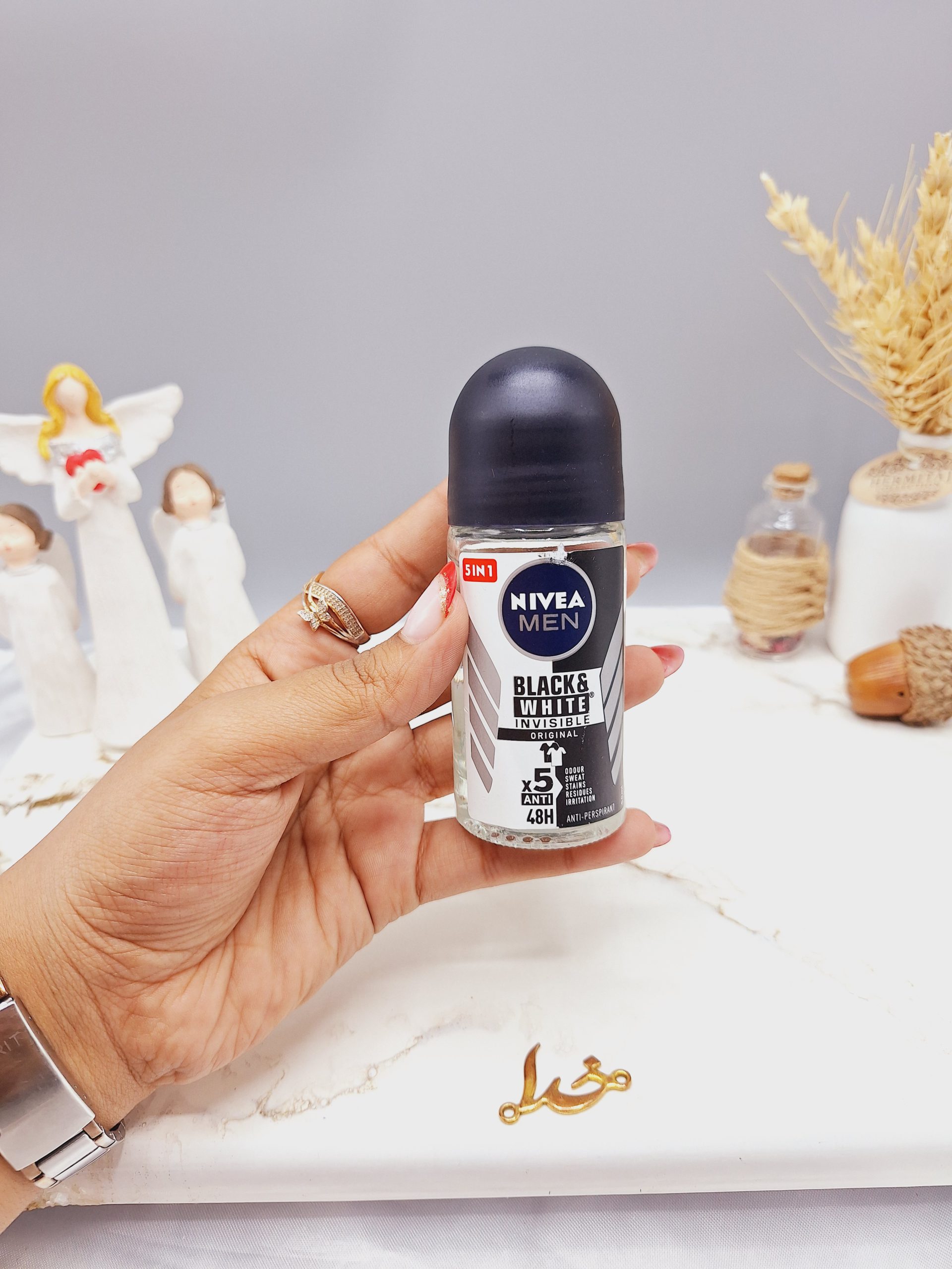 مام رول ضد تعریق مردانه نیوآ مدل Black &amp; White Invisible Original حجم 50 میل کد 6162