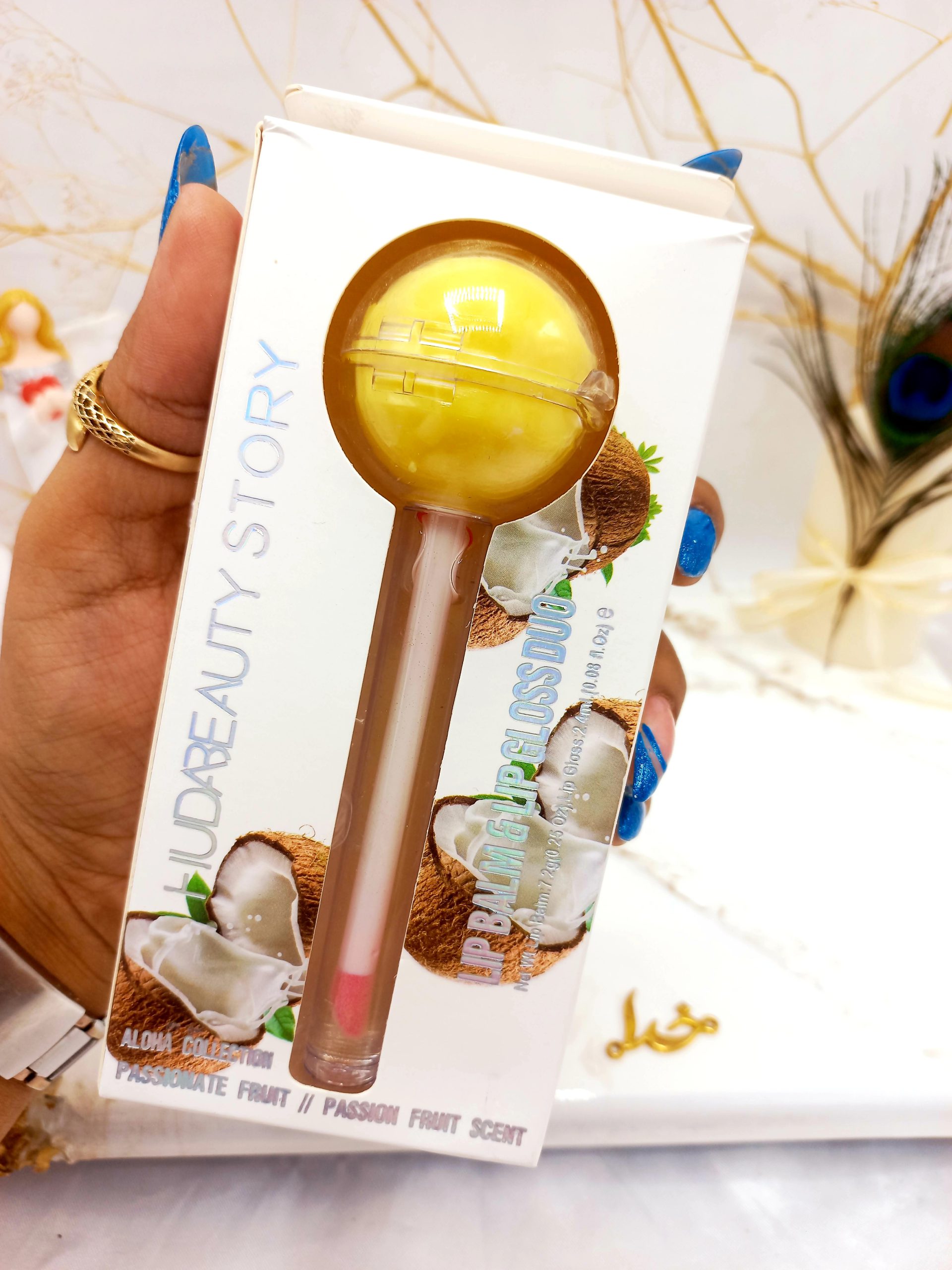 برق لب و بالم لب آبنباتی نارگیل هدا بیوتی استوری HUDA BEAUTY STORY