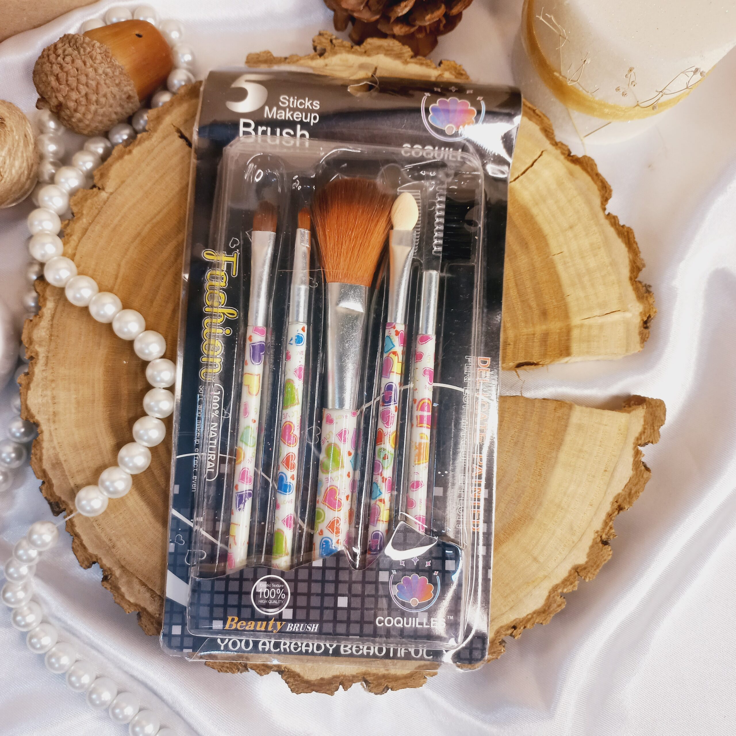 ست براش 5 عددی طرح رنگارنگ ستاره ای