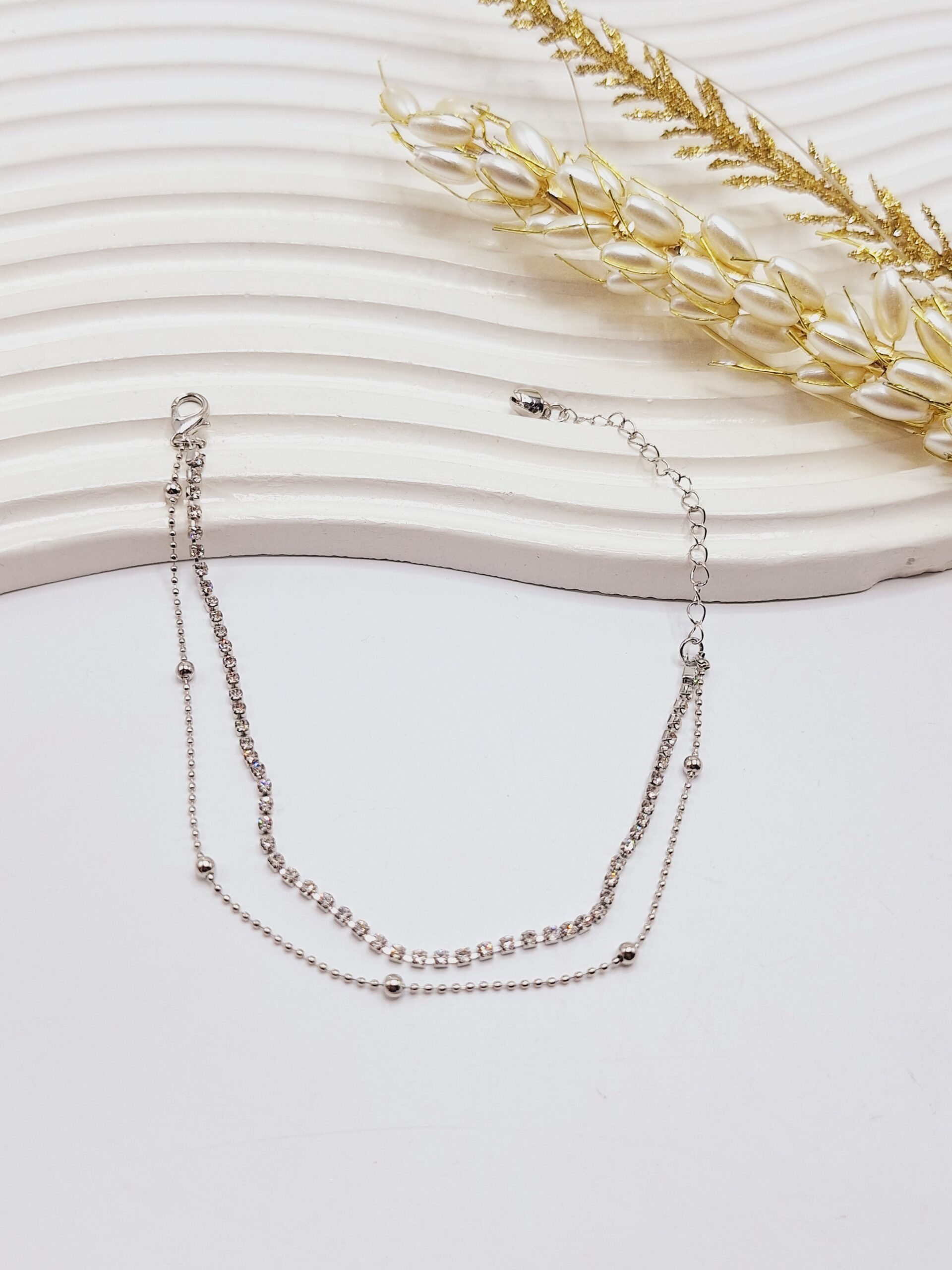 پابند تنیسی نقره ای دو لاین زنگوله دار