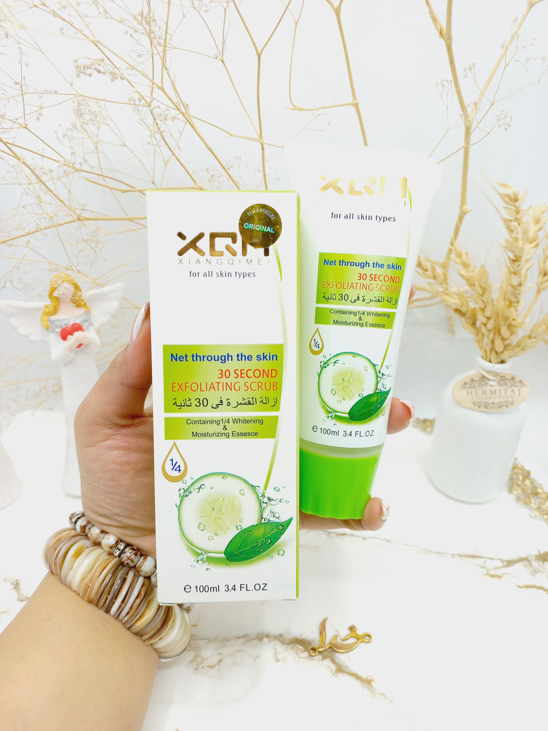  ژل اسکراب لایه بردار و روشن کننده فوری 30 ثانیه ای صورت و بدن (خیار) XQM کد x1942