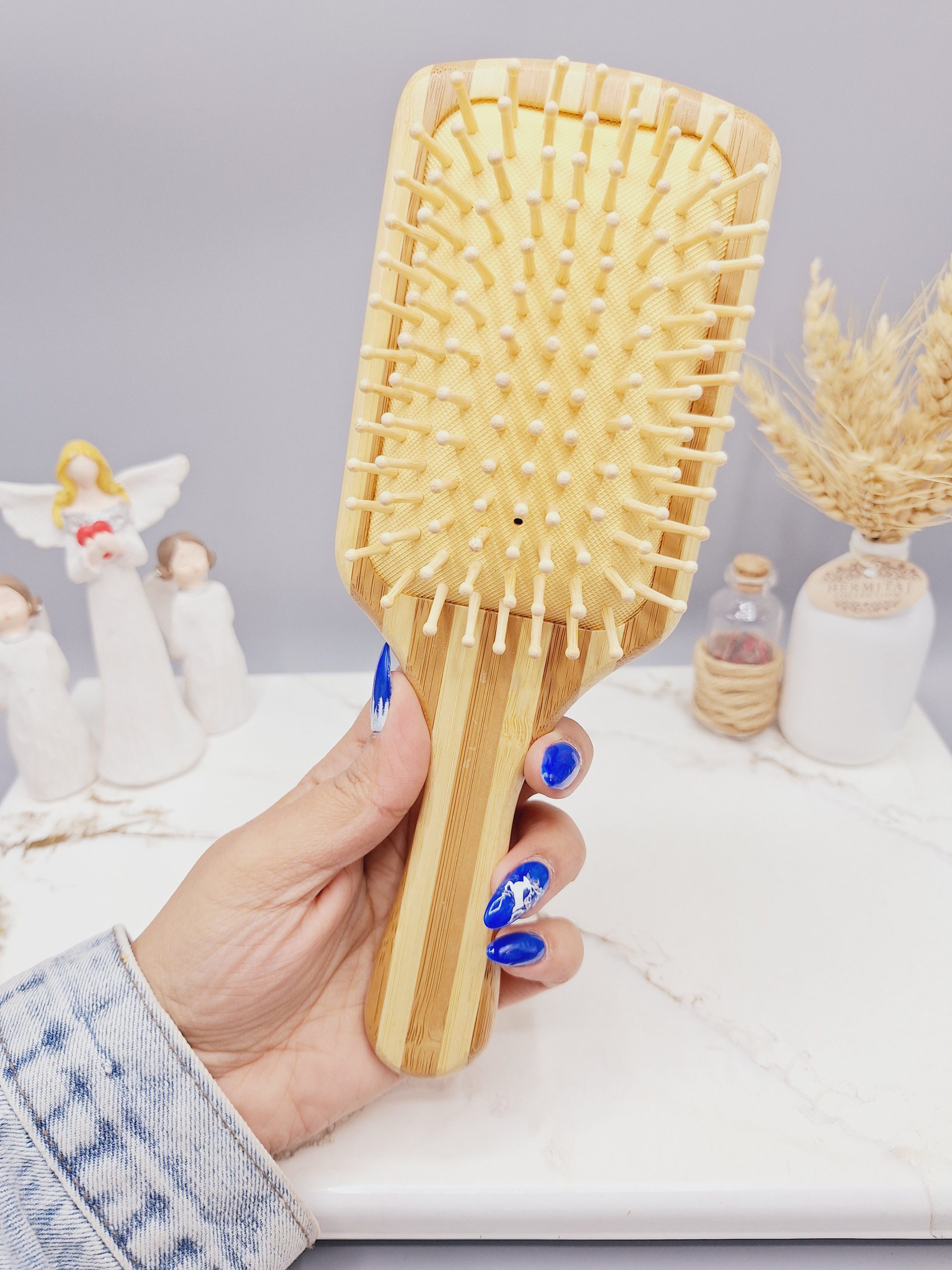 برس مو بامبو چوبی دو رنگ