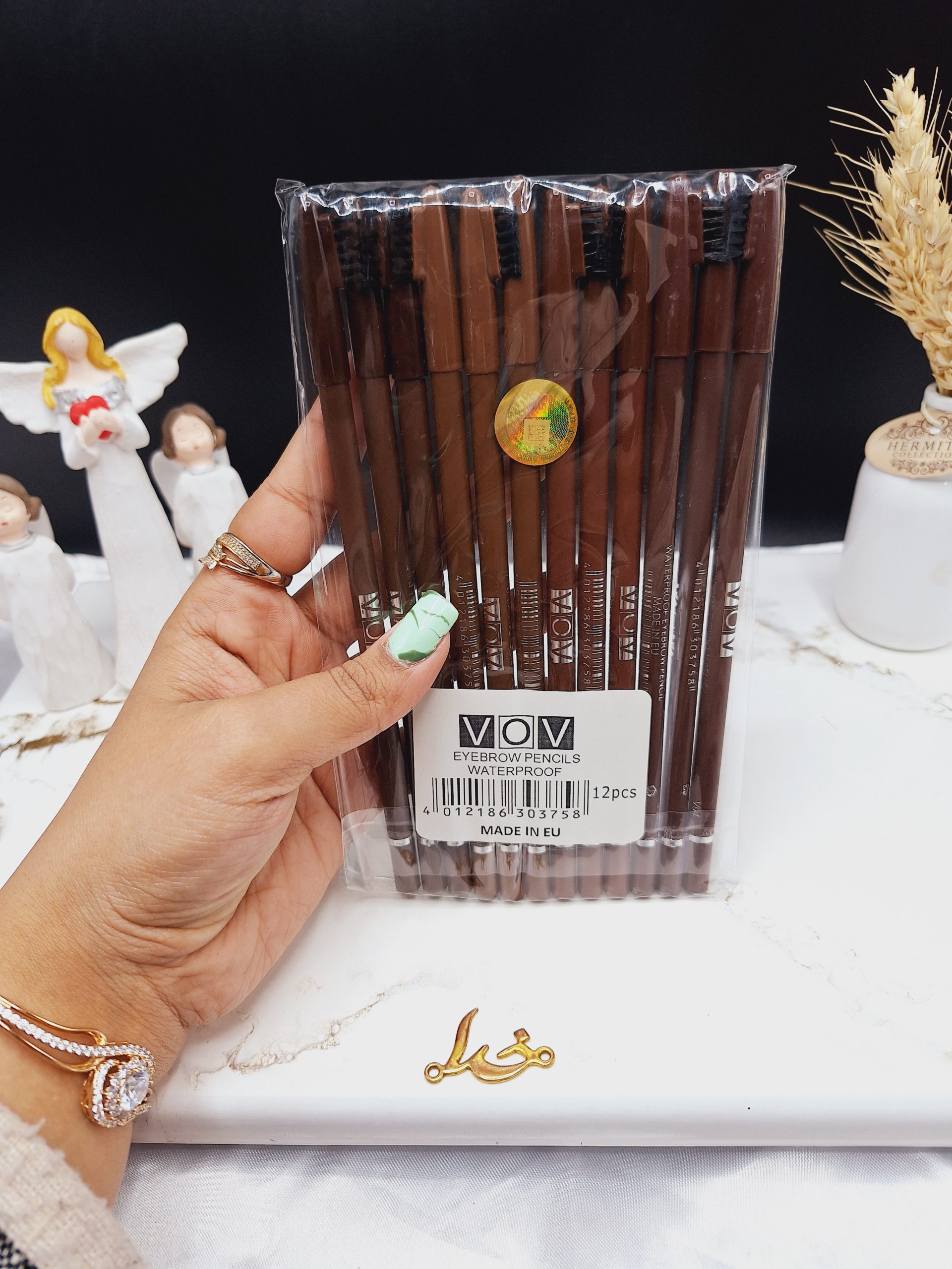 مداد ابرو بسته 12 عددی همراه با فرچه برند واو VOV اورجینال کد 3758