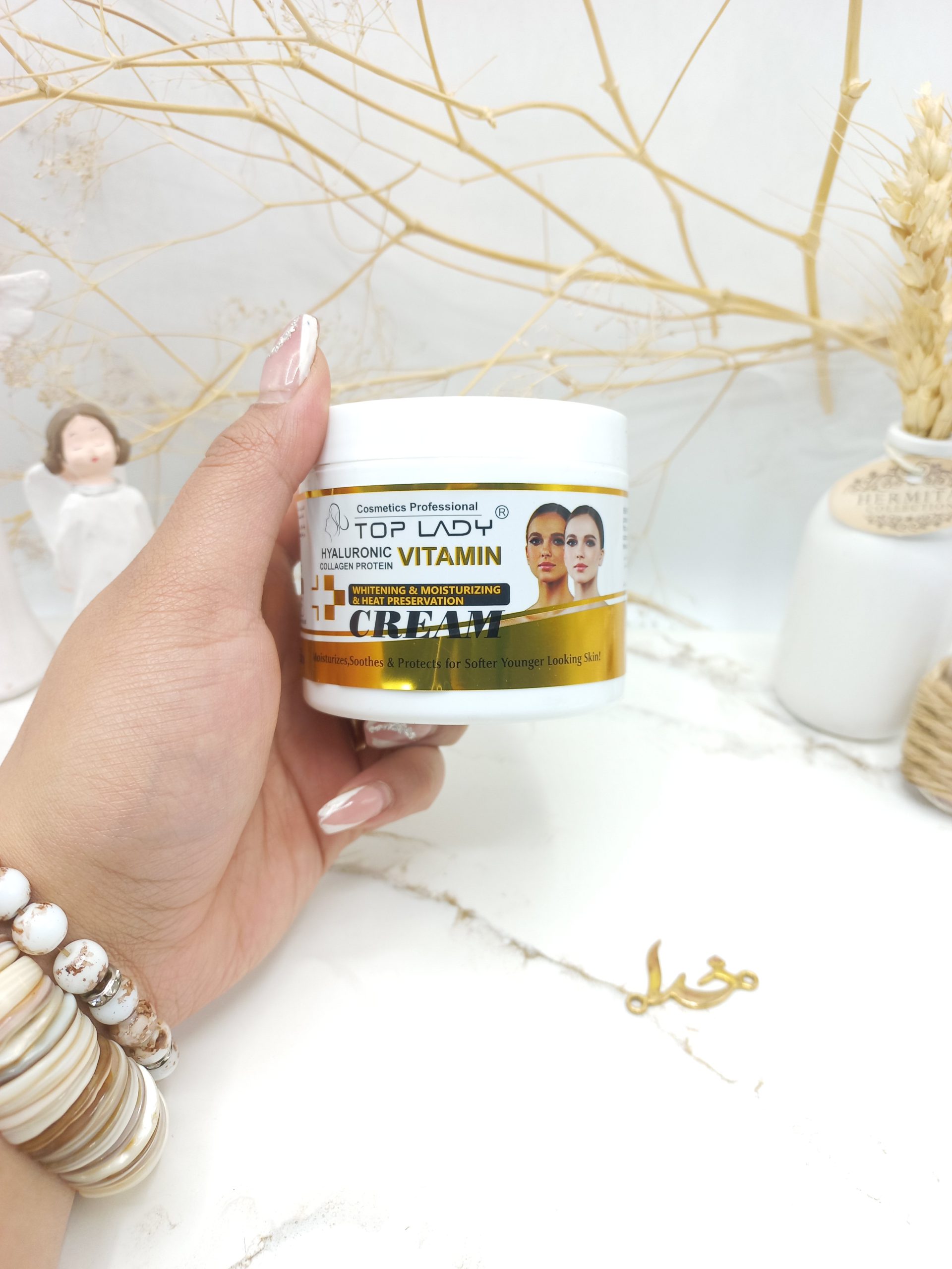 کرم سفید کننده و روشن کننده پروتئین‌ و کلاژن هیالورونیک تاپ لیدی TOP LADY کد 15014