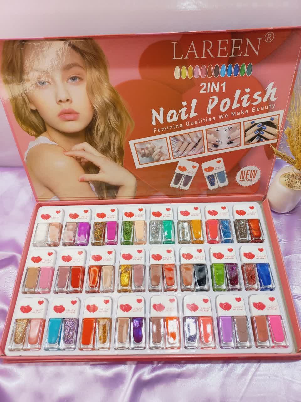 لاک دو قلو پرطرفدار کتابی نایلی پولیش لرن NAIL POLISH LAREEN کد S008 | پخش عمده