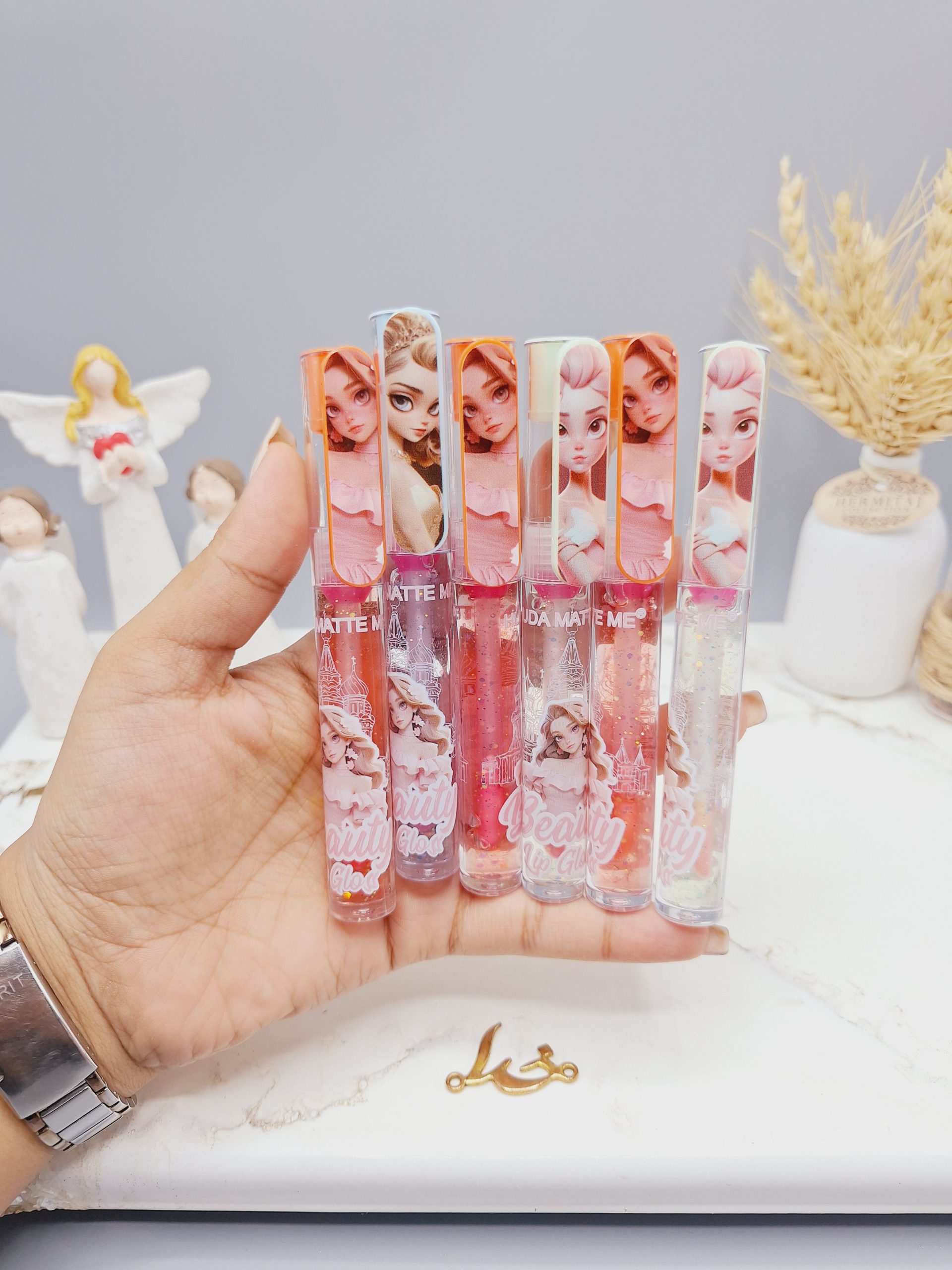 لیپ گلاس مدل نگین خودکاری طرح پرنسس های دیزنی کد X341