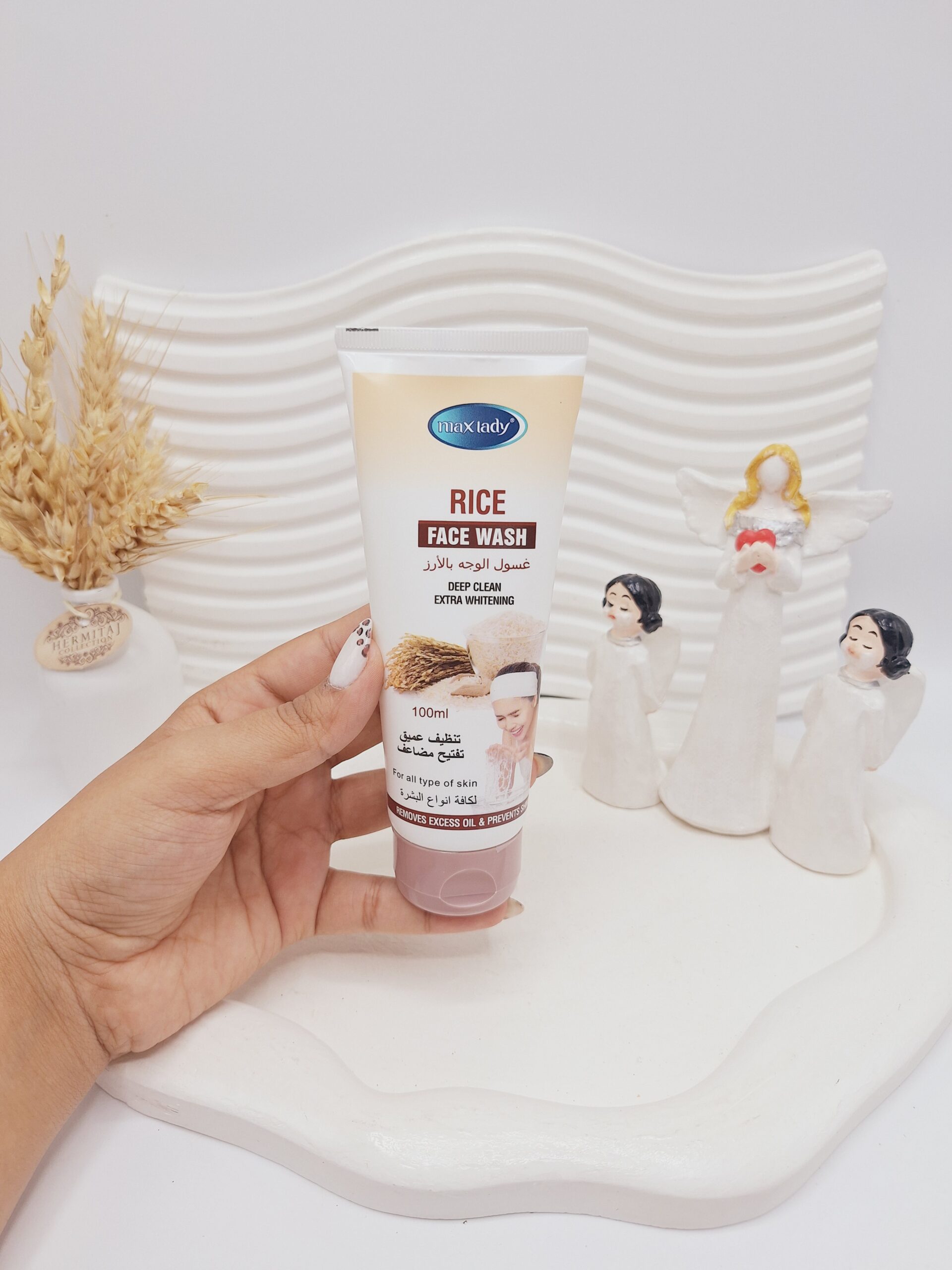 فیس واش صورت برنج مخصوص روشنایی و جوانسازی پوست مکس لیدی