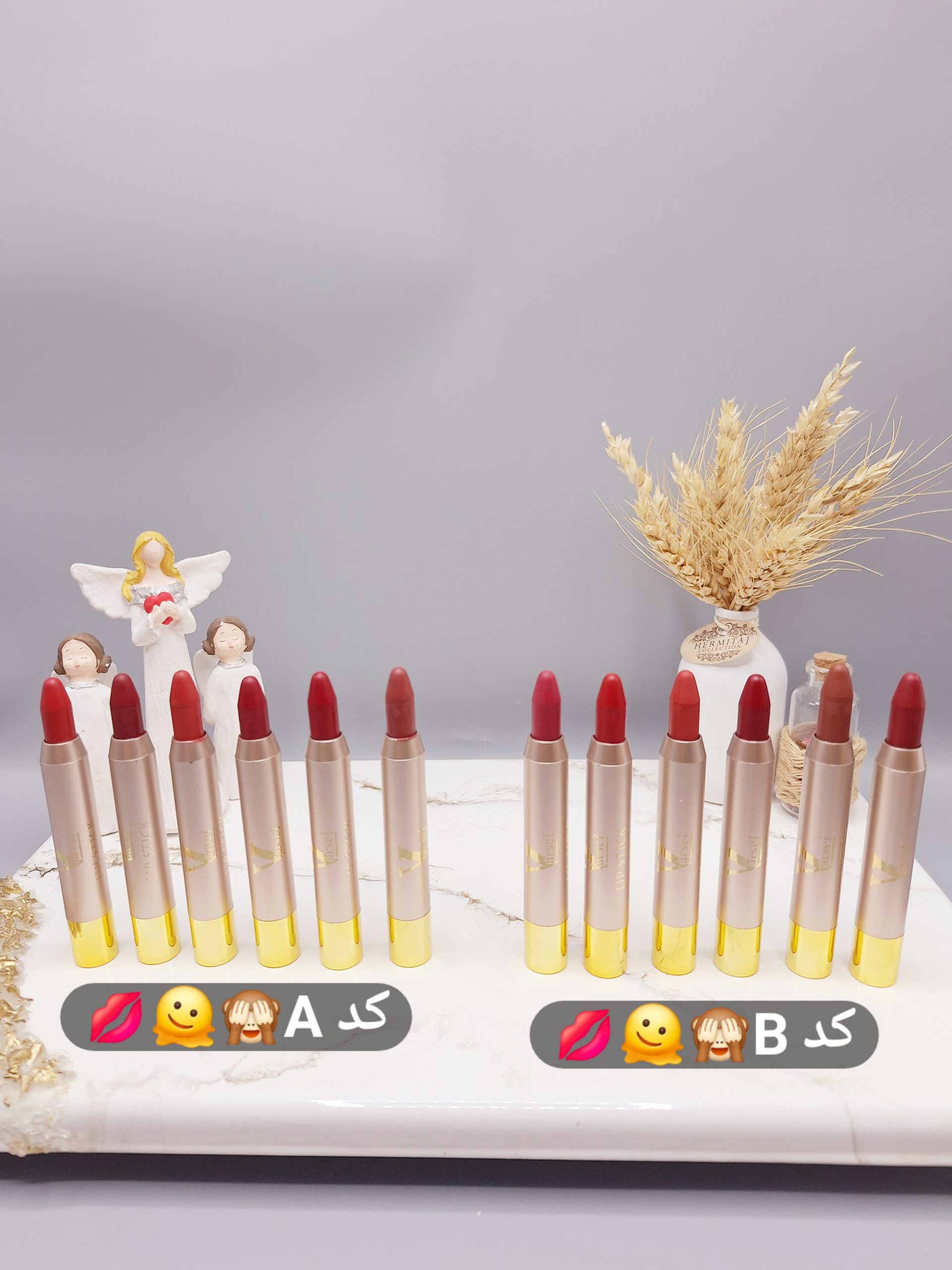 پک 6 تایی رژ جامد مدل پیچی برند ویولتVersai پوکه طلایی کد 2301