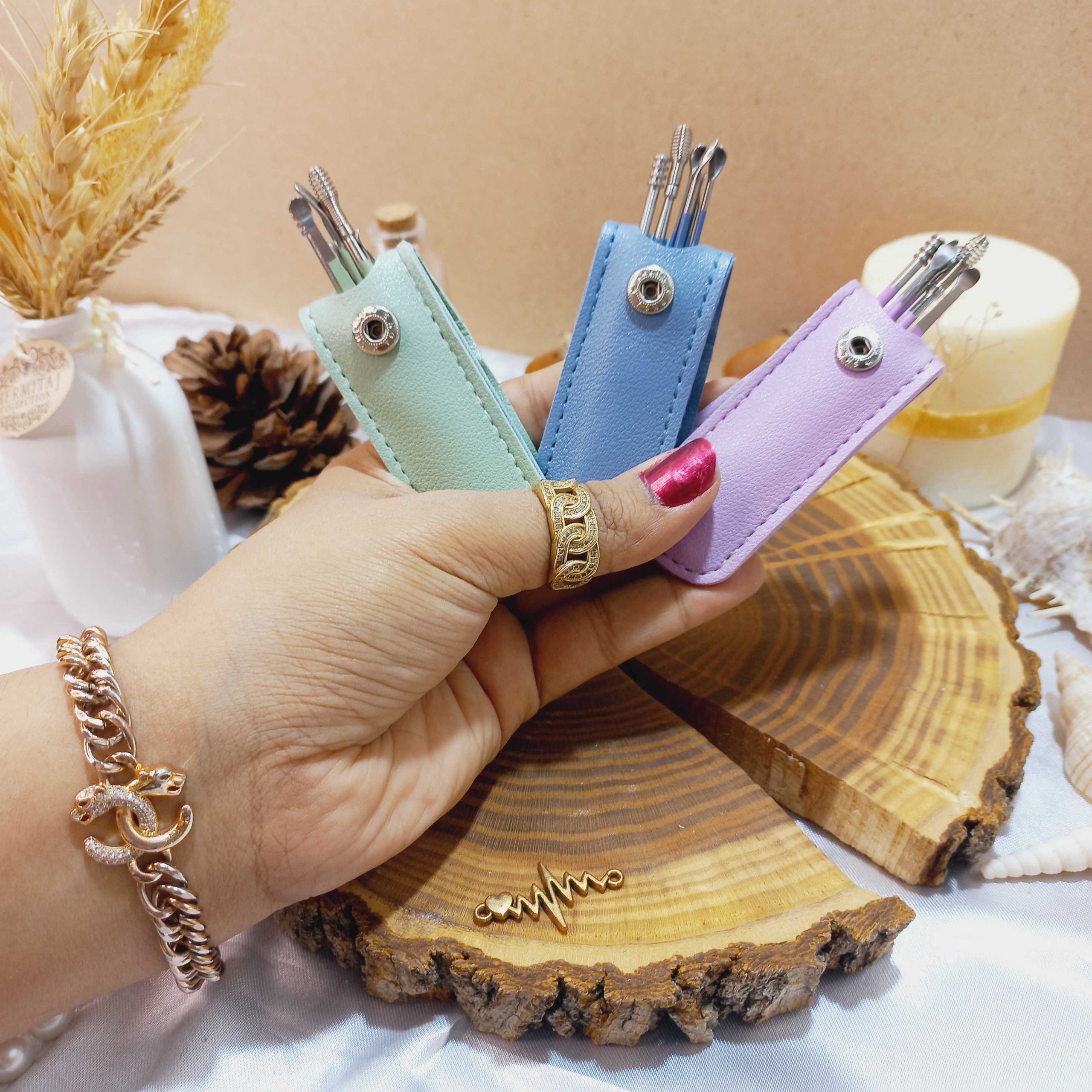 ست گوش پاککن کیف چرمی