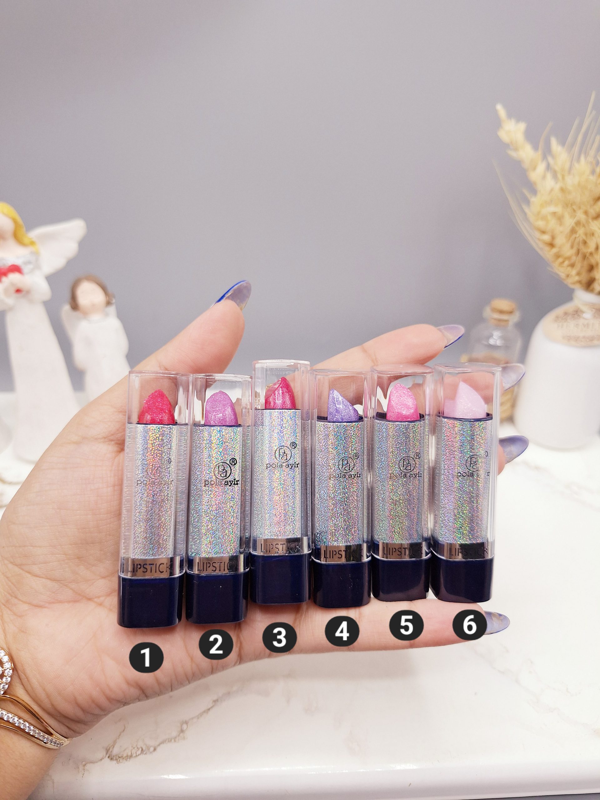 پک 6 تایی رژ لب فشنگی شاین دار زیبا کد 8005