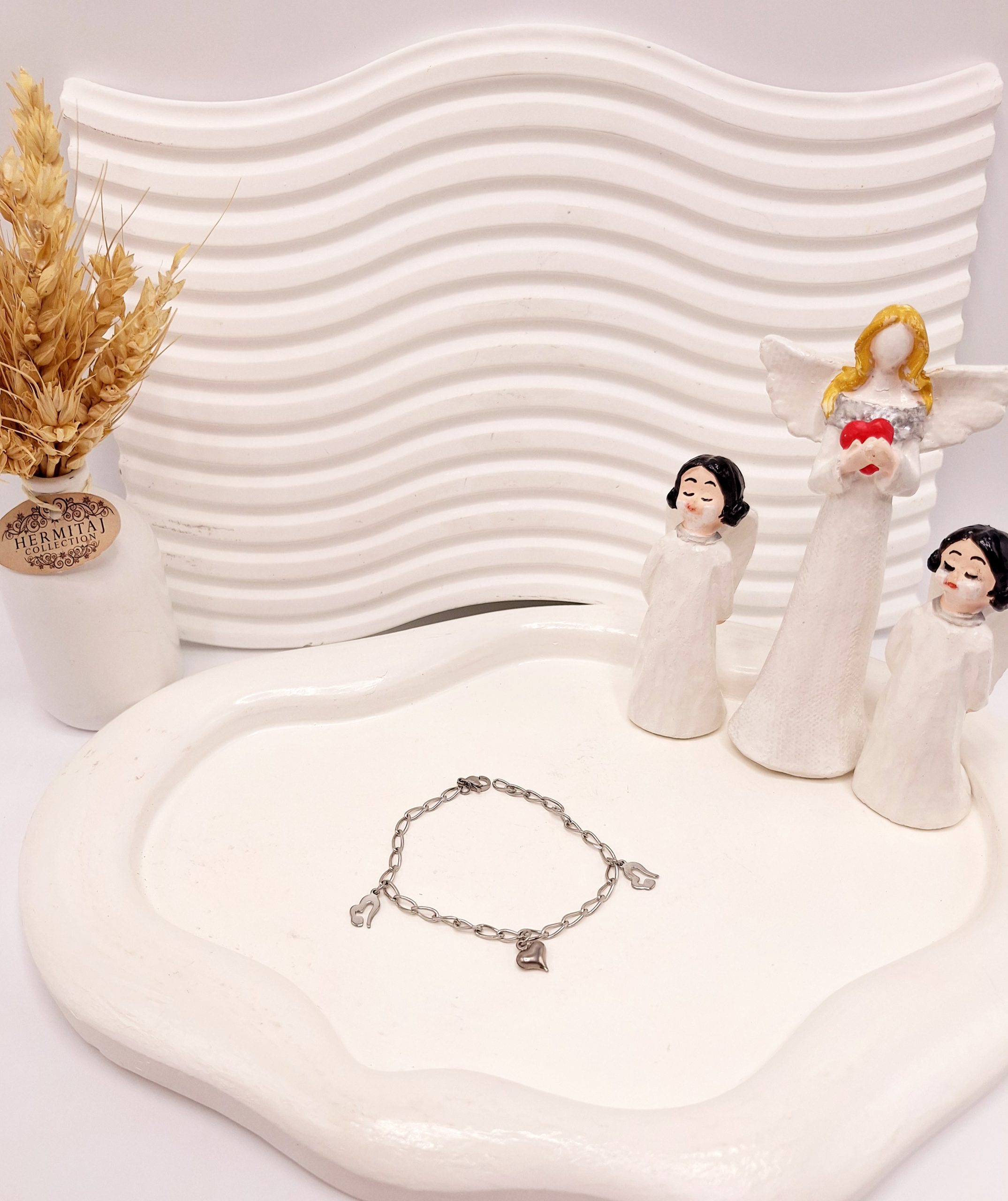 دستبند زنجیری طرح قلب استیل